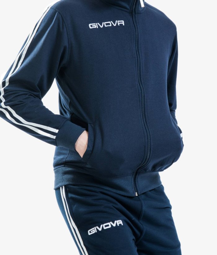 Tuta GIVOVA SCUOLA BLU COTONE TERRY Set Unisex Sportivo Da Ginnastica Felpa Con Zip Pantaloni Tracksuit GIOSAL