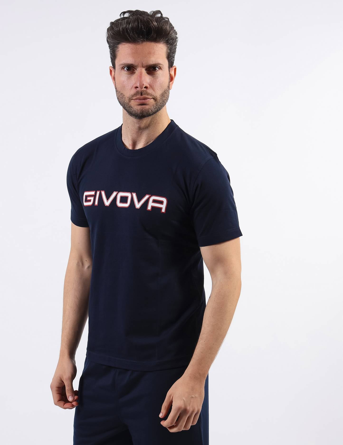 T-SHIRT SPOT GIVOVA BLU Cotone Unisex Maglia Mezze Maniche Sportiva Da Ginnastica GIOSAL