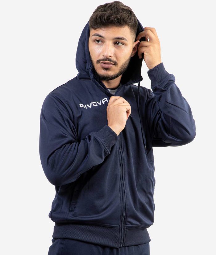 FELPA FULL ZIP 500 GIVOVA BLU Micropile Unisex Felpa Con Cappuccio Con Zip Da Ginnastica Sportiva GIOSAL