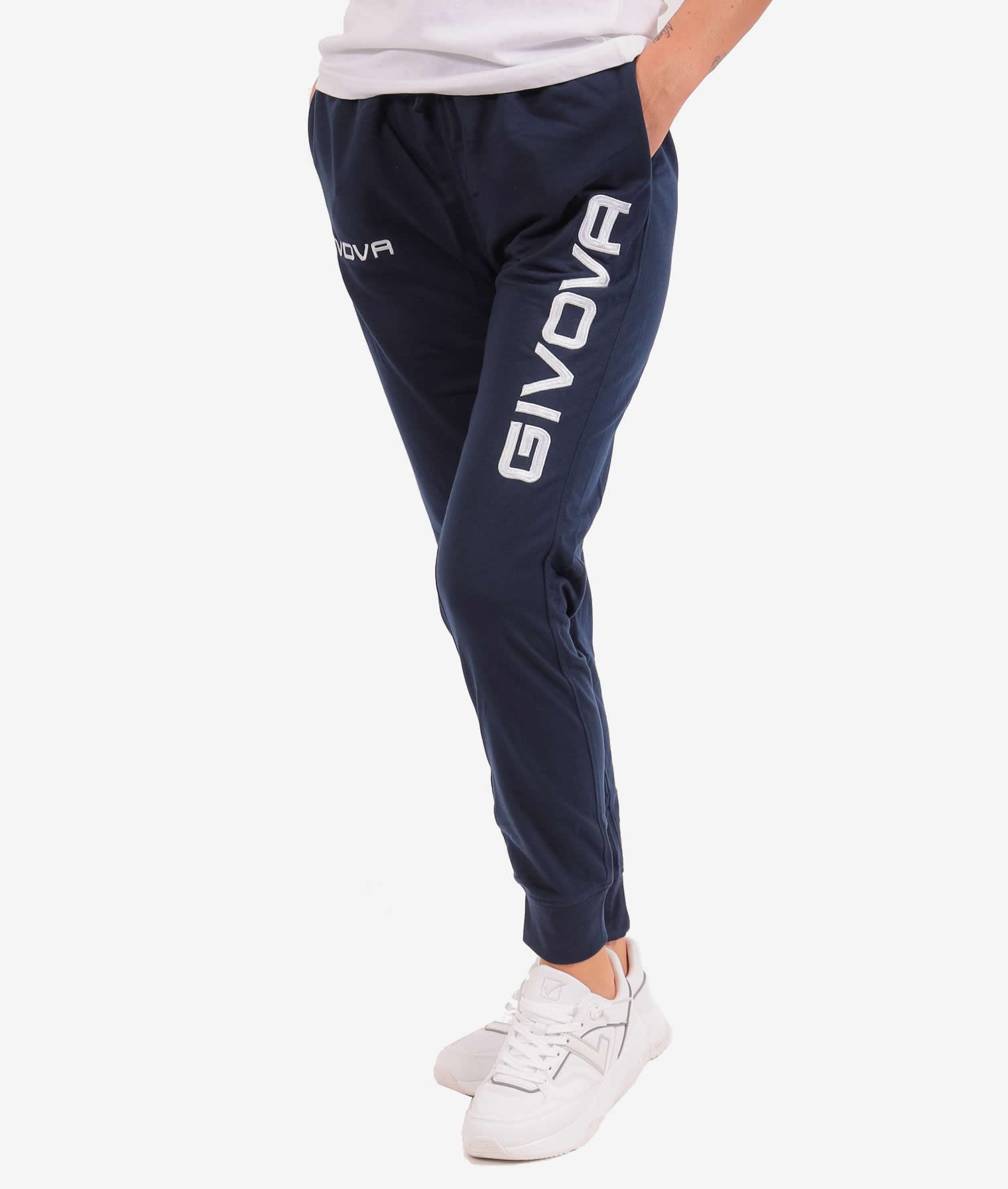 PANTA COTONE GIVOVA BLU Unisex Jogger Sportivo Con Tasche America Pantatuta Con Laccio Tinta Unita Da Ginnastica GIOSAL