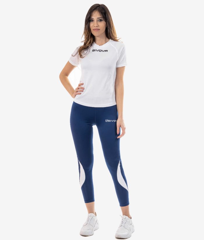 RUNNING LONG PANT GIVOVA BLU Tessuto Tecnico Unisex Leggins Sportivo Pantalone Traspirante Bicolore Comodo Da Ginnastica GIOSAL