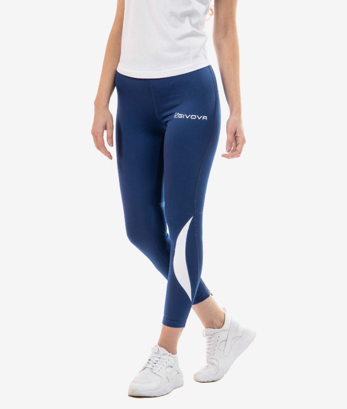 RUNNING LONG PANT GIVOVA BLU Tessuto Tecnico Unisex Leggins Sportivo Pantalone Traspirante Bicolore Comodo Da Ginnastica GIOSAL