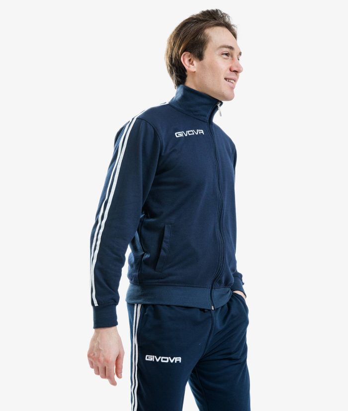 Tuta GIVOVA SCUOLA BLU COTONE TERRY Set Unisex Sportivo Da Ginnastica Felpa Con Zip Pantaloni Tracksuit GIOSAL