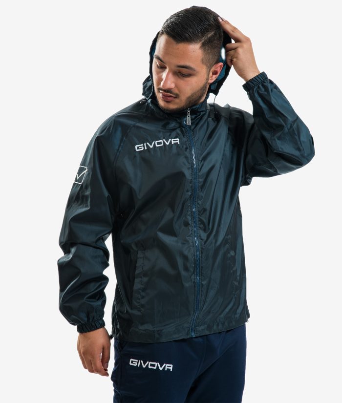 Giubbotto GIVOVA Antivento Rain Jacket Basico Casual Pioggia Sport Running Allenamento Unisex Uomo Donna Blu GIOSAL-RAINJACKET