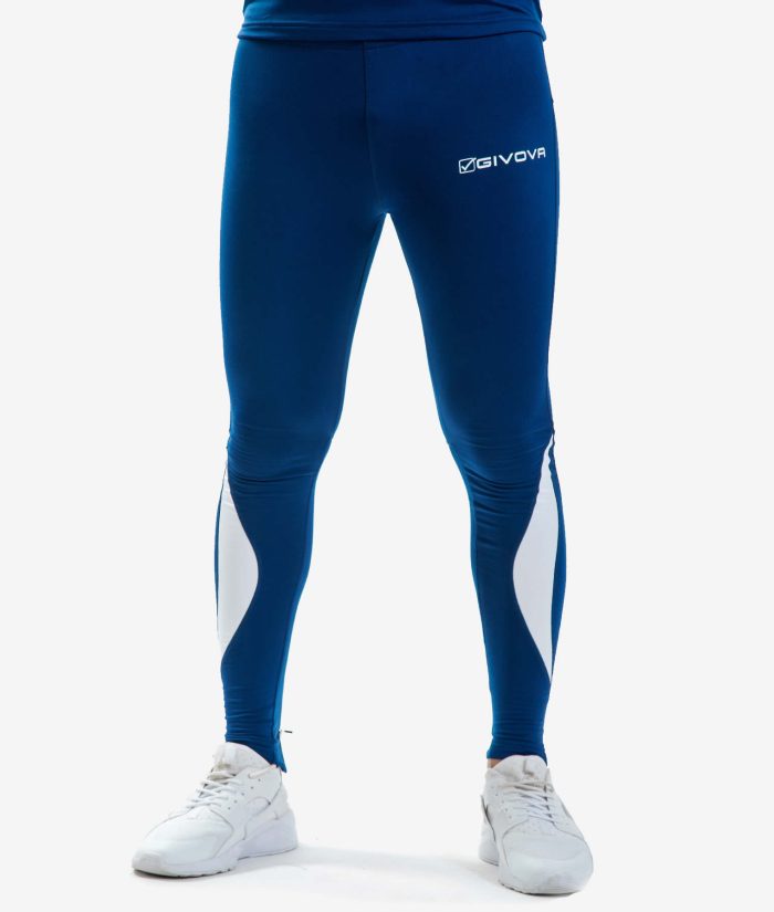 RUNNING LONG PANT GIVOVA BLU Tessuto Tecnico Unisex Leggins Sportivo Pantalone Traspirante Bicolore Comodo Da Ginnastica GIOSAL