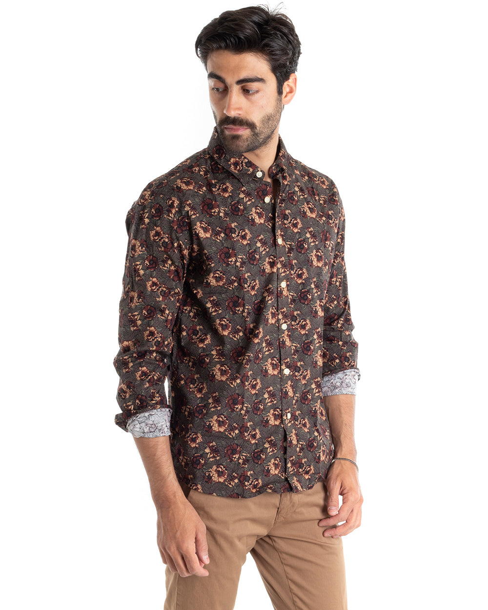 Men's Shirt With Collar Long Sleeve Regular Fit Soft Viscose GIOSAL-C2440A