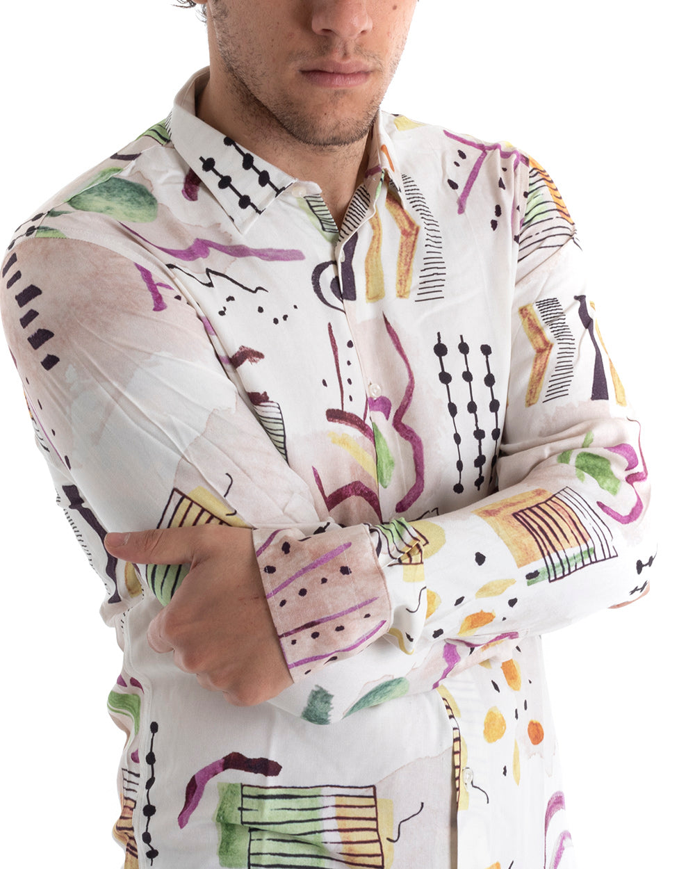 Men's Shirt With Collar Long Sleeve Soft Comfortable Viscose GIOSAL-C2444A
