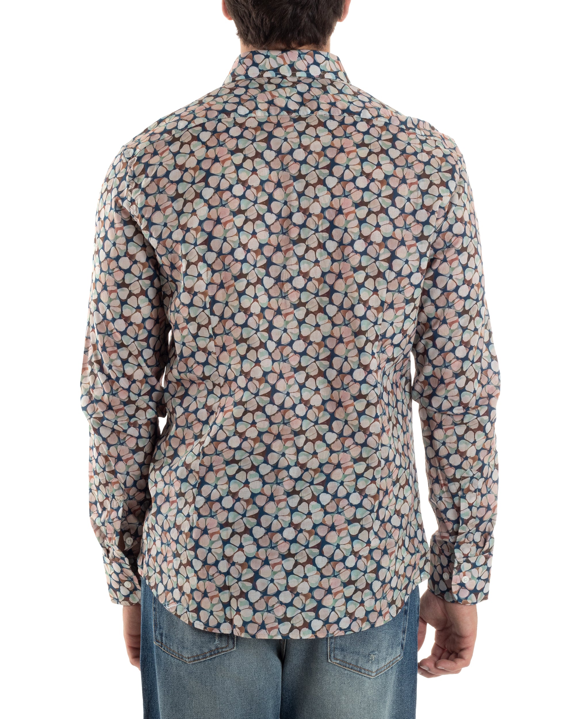 Camicia Uomo Maniche Lunghe Collo Francese Con Colletto Slim Fit Multicolore Fantasia Floreale GIOSAL-C2845A