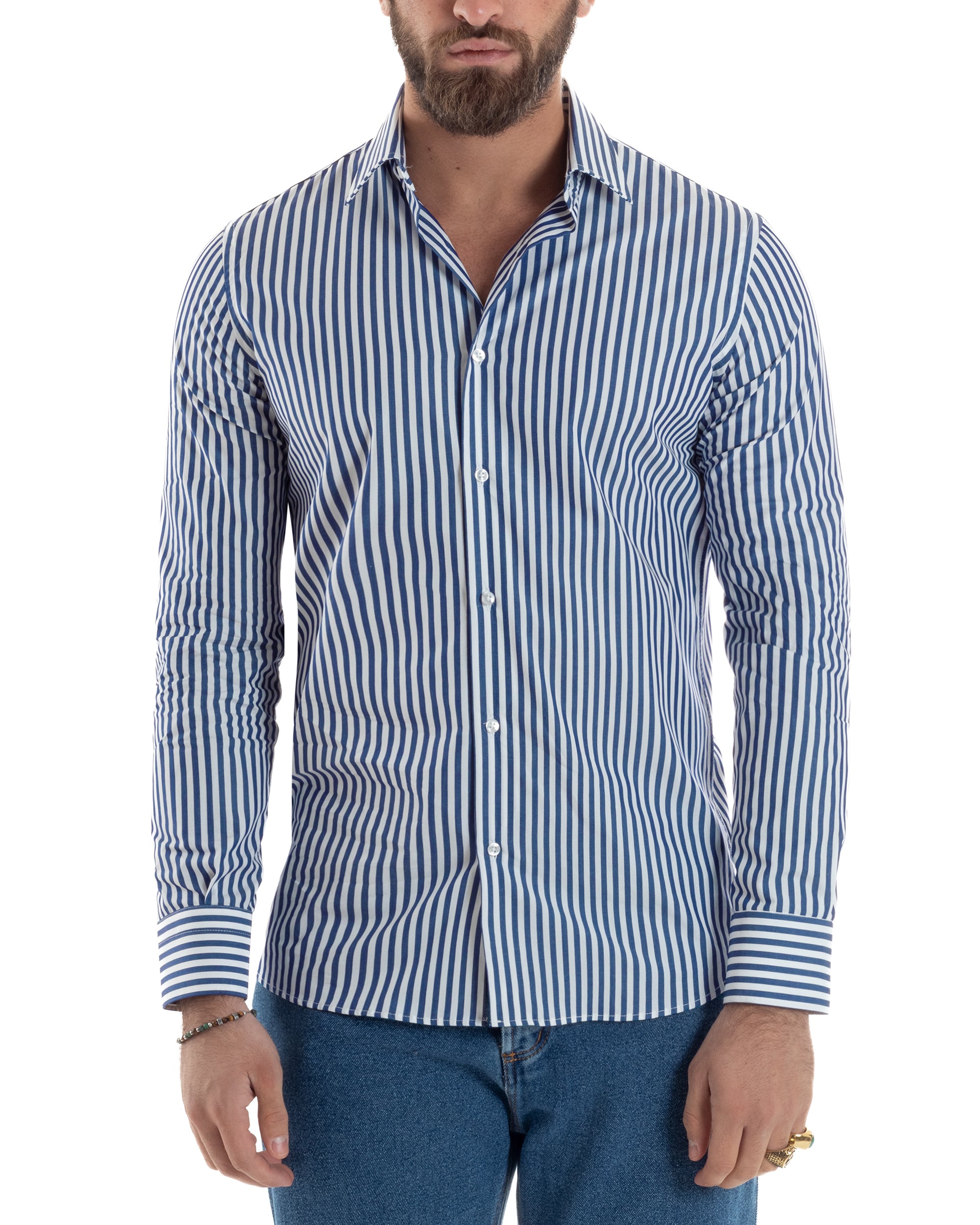 KY's - Camicia Casual - Collo a V - Maniche a 3/4 - Uomo blu XXXX-Large KY's - Camicia Casual - Collo a V - Maniche a 3/4 - Uomo blu XXXX-Large