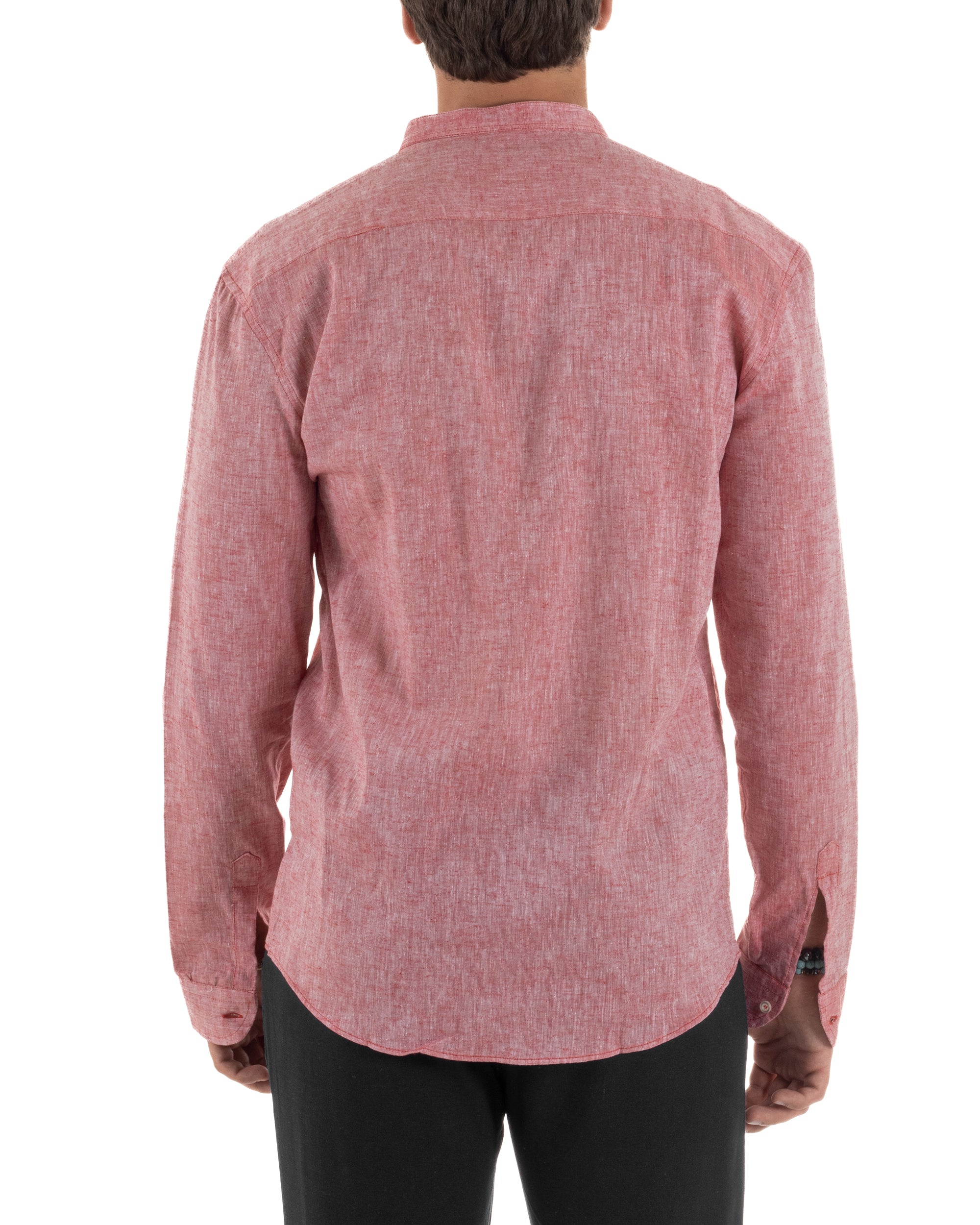 Camicia Lino Melangiata Collo Coreano Sartoriale C3003A
