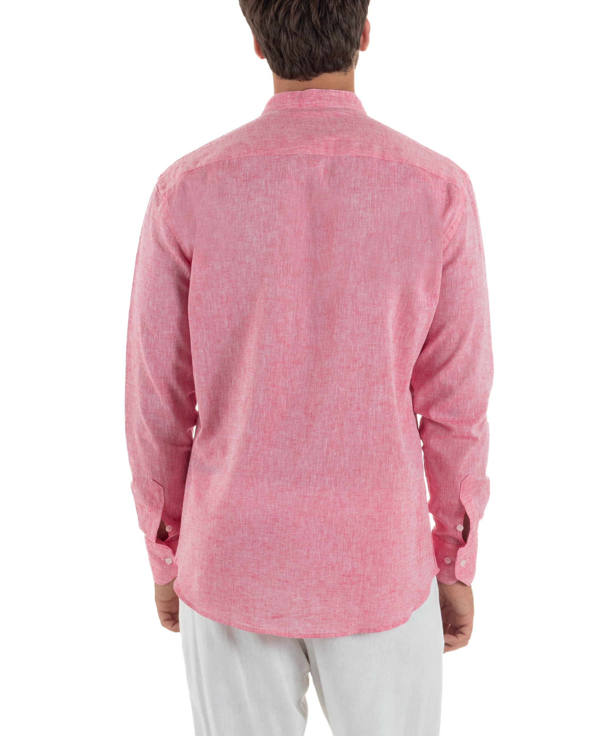 Camicia Lino Melangiata Collo Coreano Sartoriale C3009A