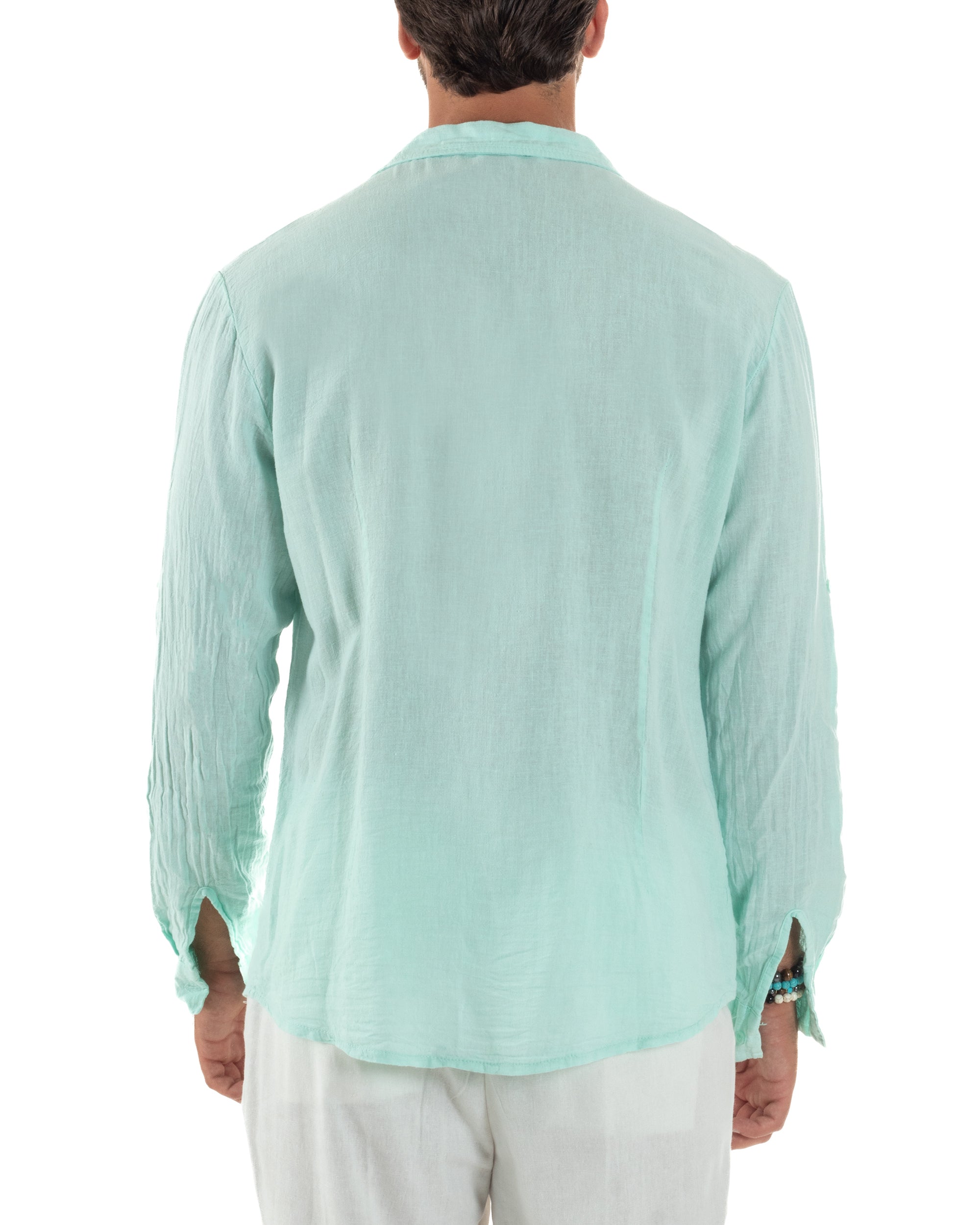 Camicia Collo Francese Lino Slim Fit Basic C3037A