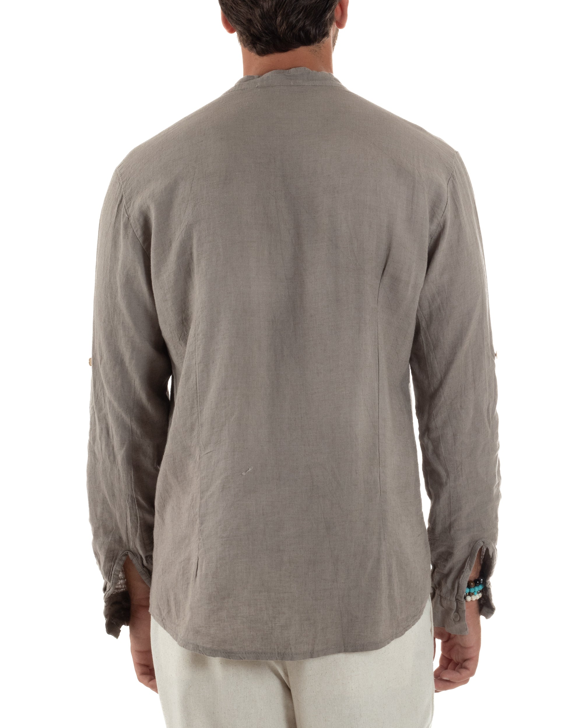 Tomwell Camicia Uomo In Lino E Cotone – Maniche Lunghe, Colletto Rialzato, Vestibilità Casual – Colore Marina Militare – Taglie EU