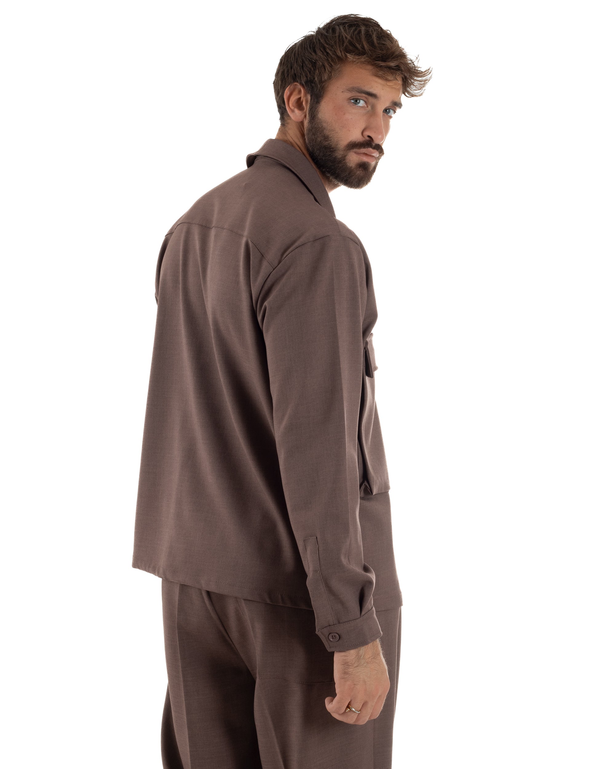 Camicia Uomo Viscosa Cropped Boxy Tasconi Marrone C3064A