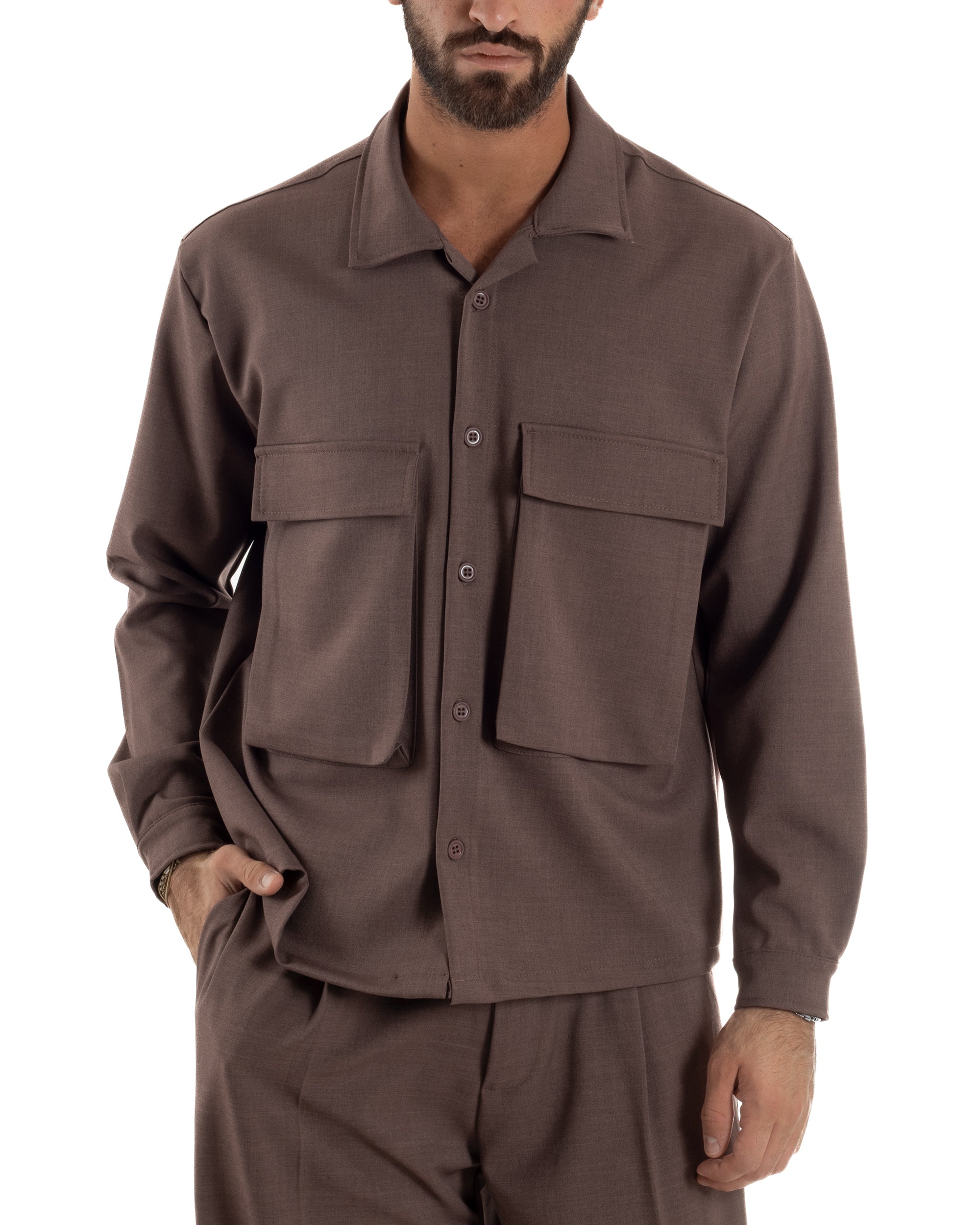 Camicia Uomo Viscosa Cropped Boxy Tasconi Marrone C3064A