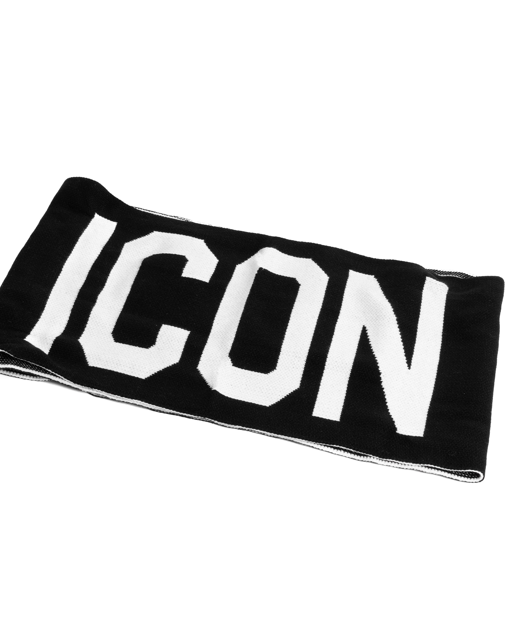 Set Sciarpa Cappello Zuccotto Logo Nero Bianco ICON ICXF2W6BOX3