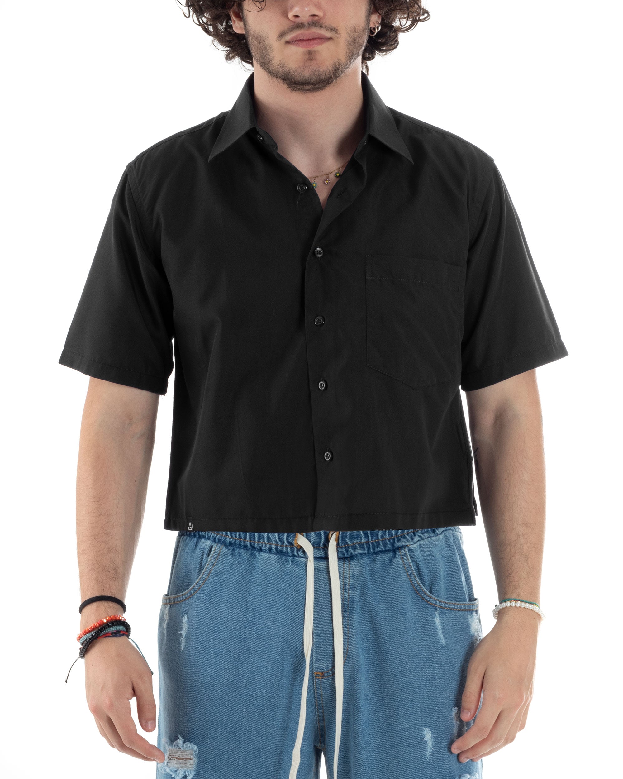 HOT Button Up Camicia Uomo Crop Top Crop Top Camicia