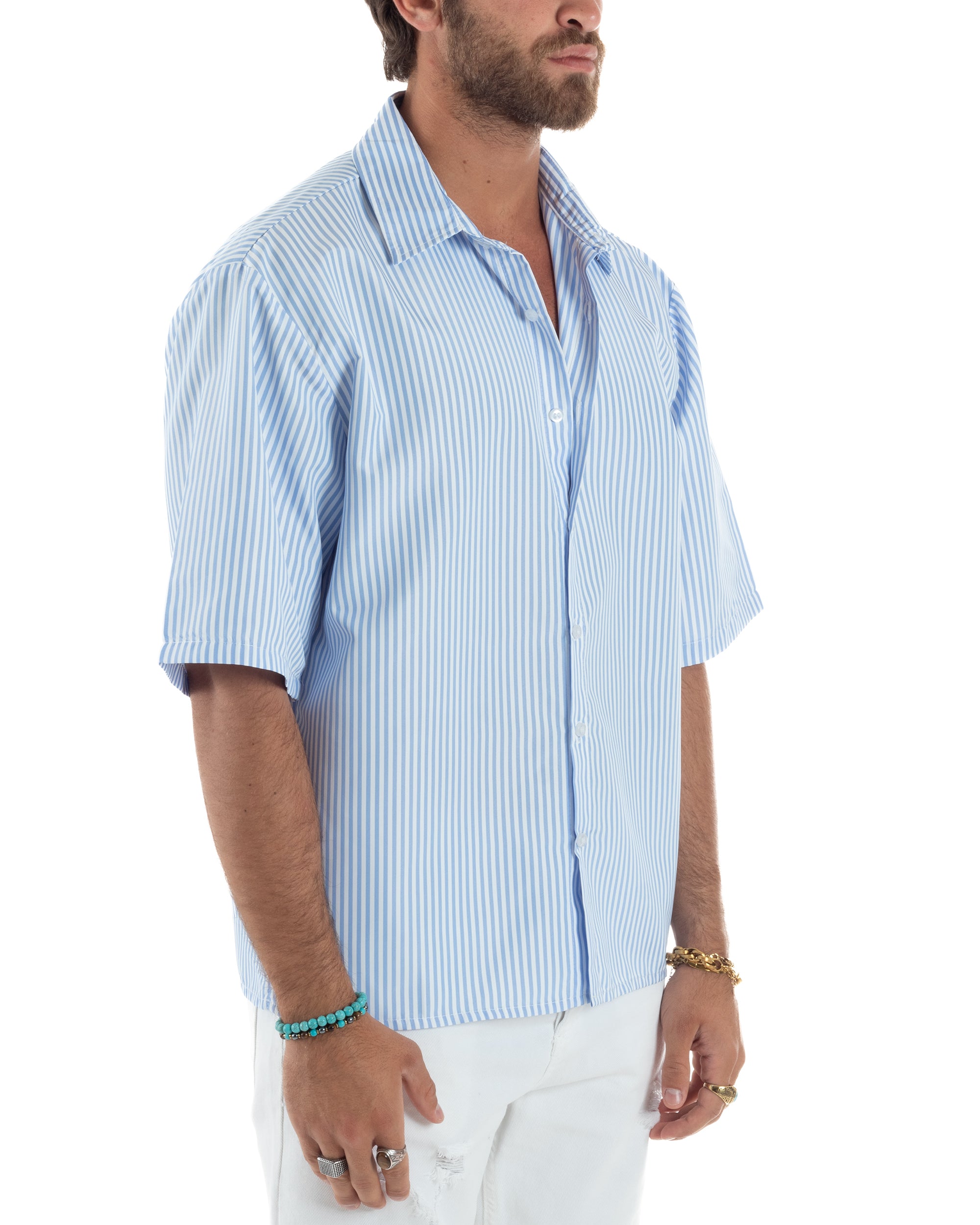 Camicia Maniche Corte Rigata Viscosa CC1215A