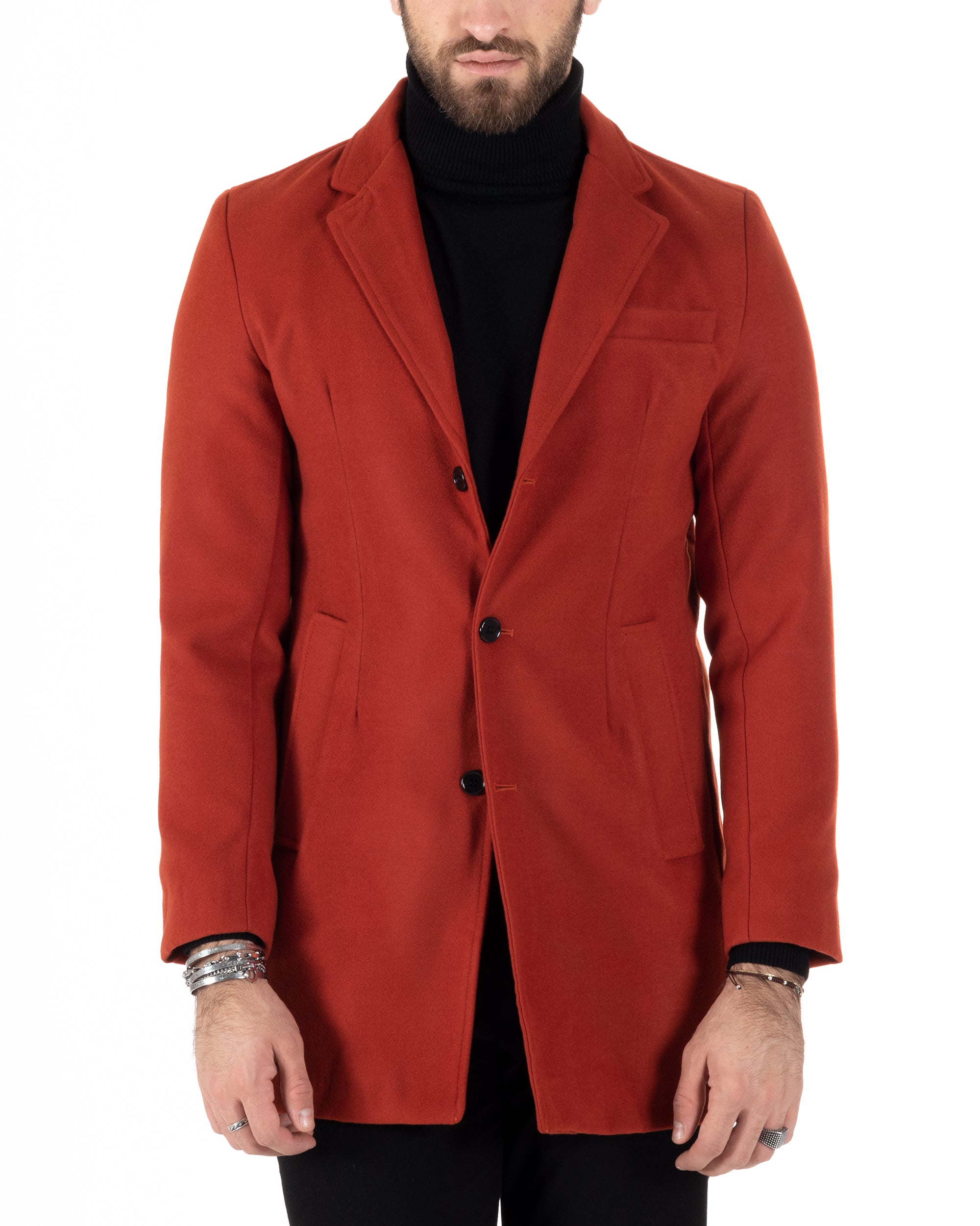 Single-breasted Coat Men's Jacket Reverse Collar Elegant Baronet Red Solid Color Jacket GIOSAL-G2685A
