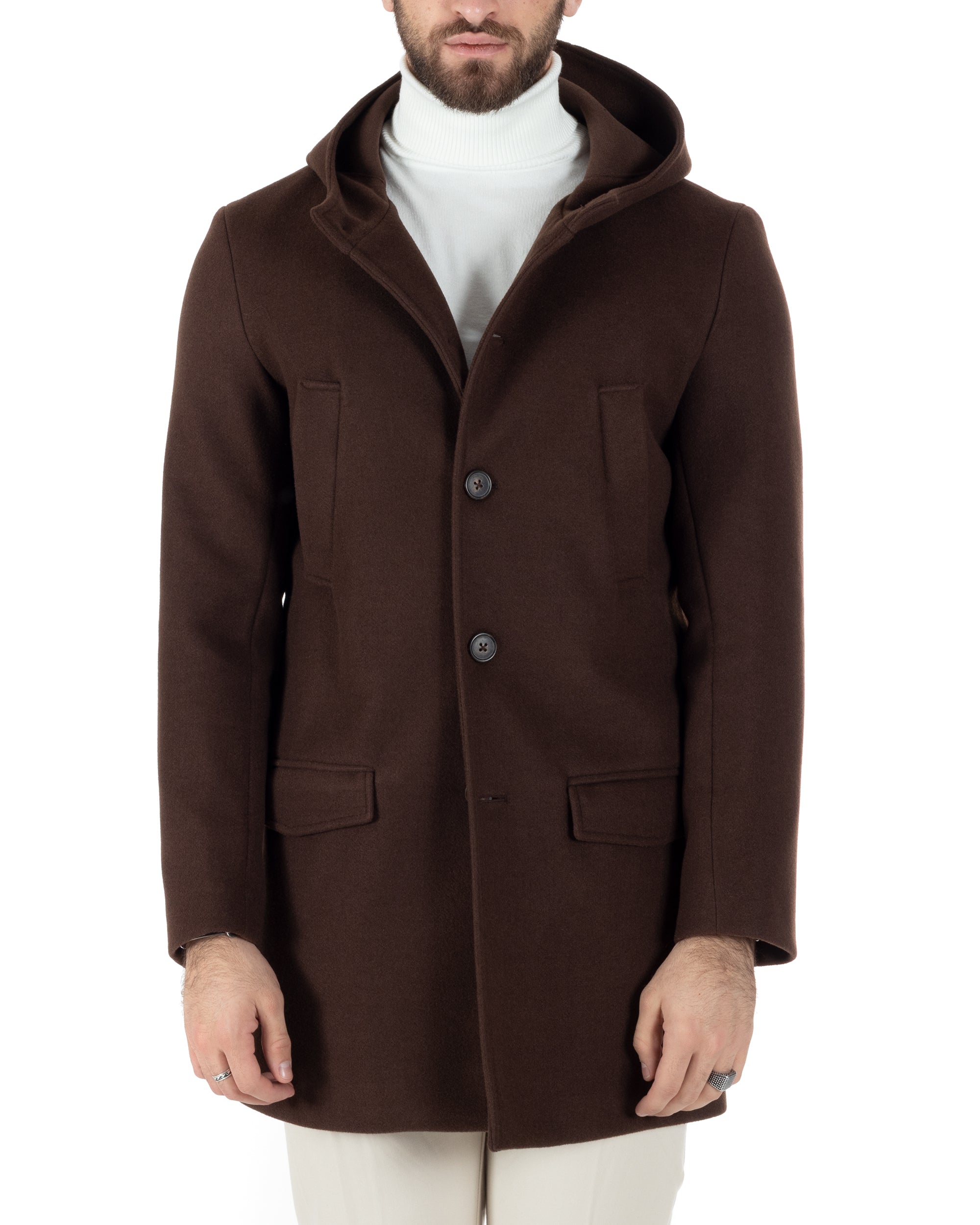 Single-breasted Coat Men's Jacket Jacket With Hood Camel Baronet Elegant GIOSAL-G2700A