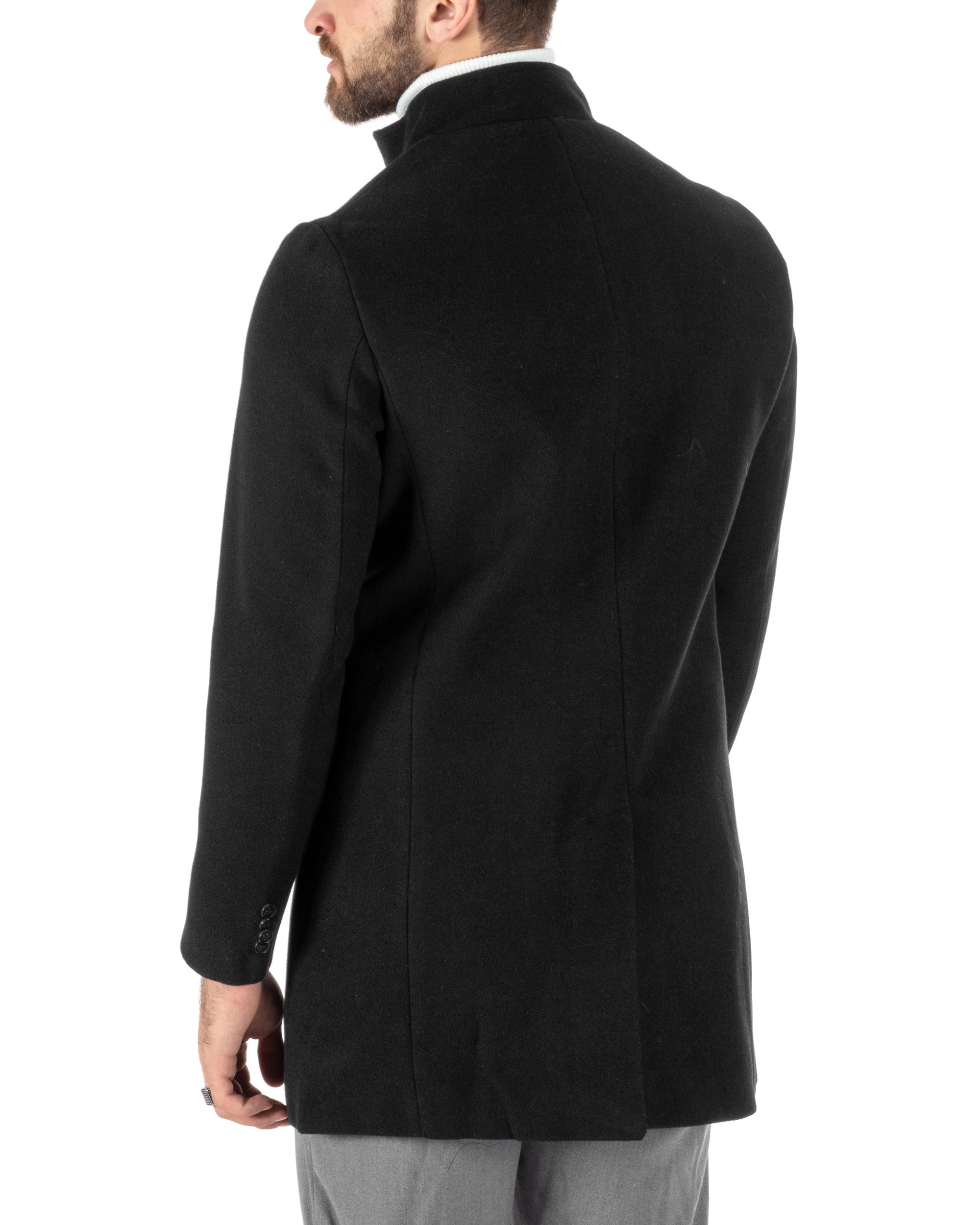 Cappotto Monopetto Uomo Giacca Collo Coreano Giaccone Lungo Nero Baronetto Elegante GIOSAL-CO1016A