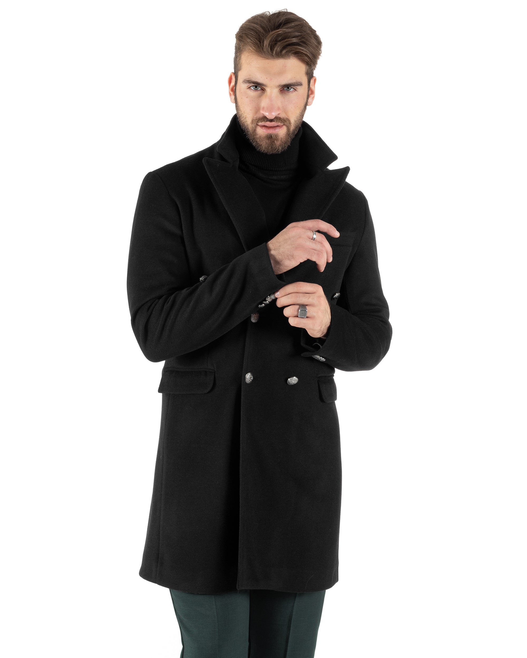 Double-breasted Coat Men's Jacket With Elegant Black Collar GIOSAL-G2756A