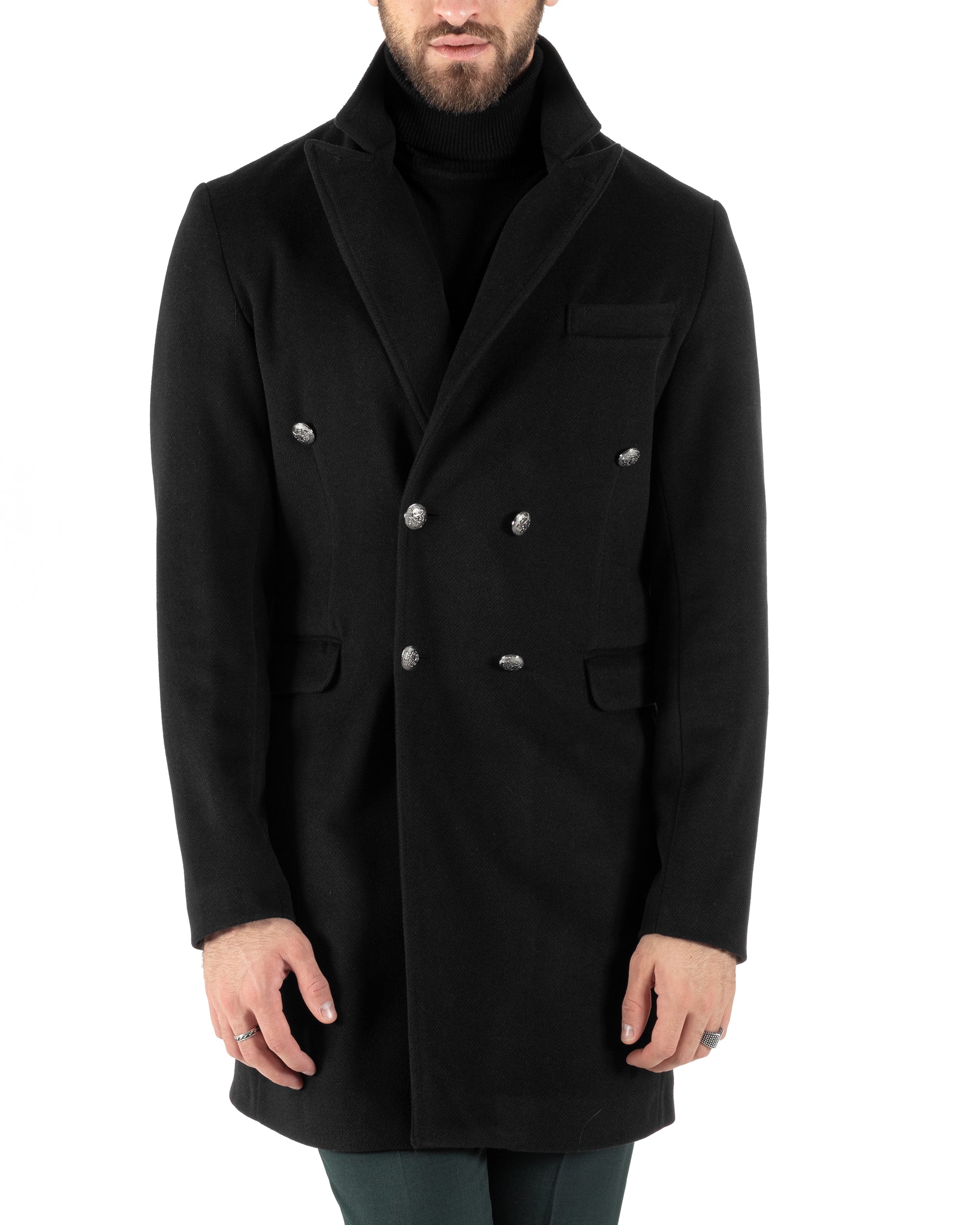 Double-breasted Coat Men's Jacket With Elegant Black Collar GIOSAL-G2756A