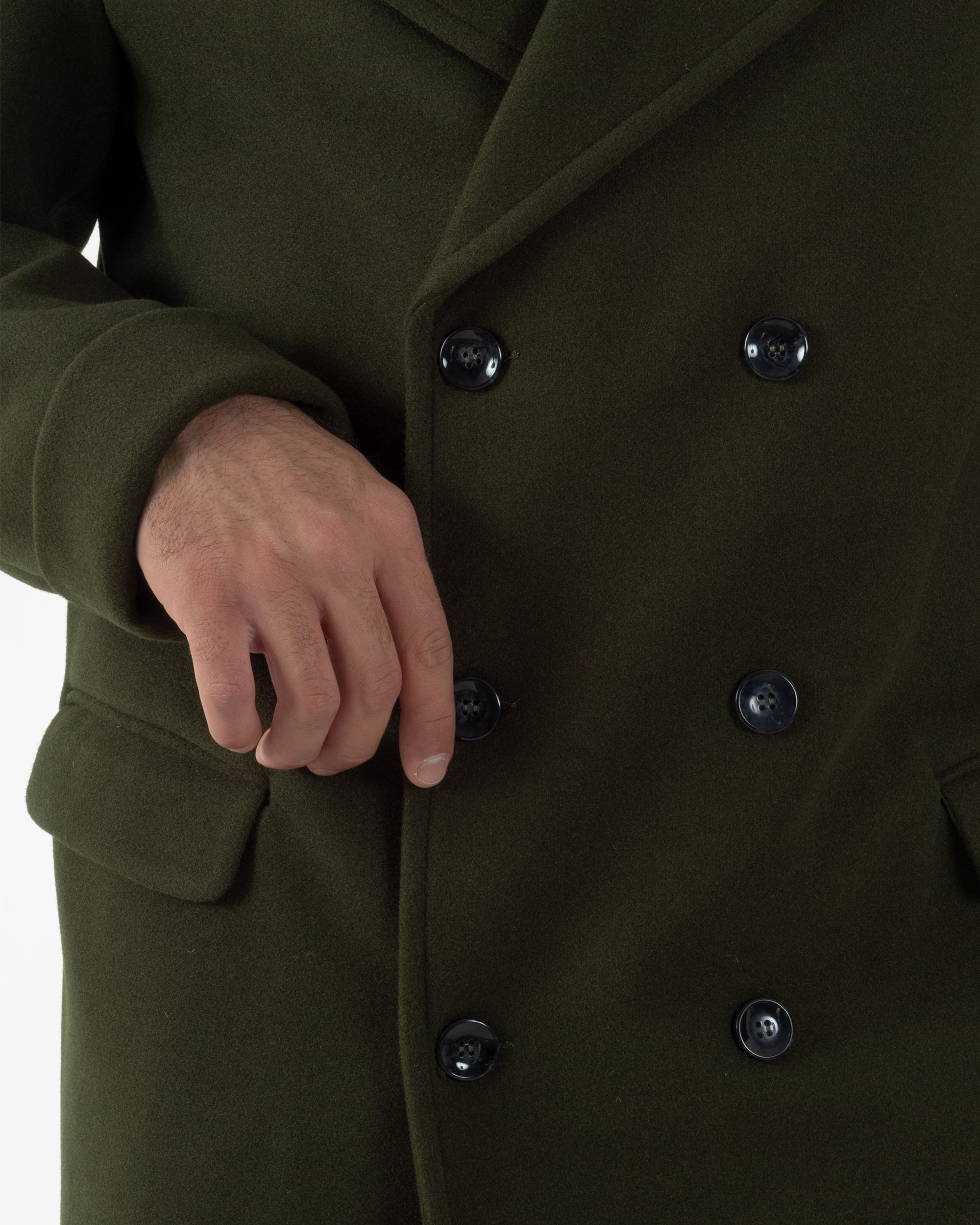 Cappotto Doppiopetto Uomo Oversize Giaccone Lungo Revers Ampi Verde CO1095A