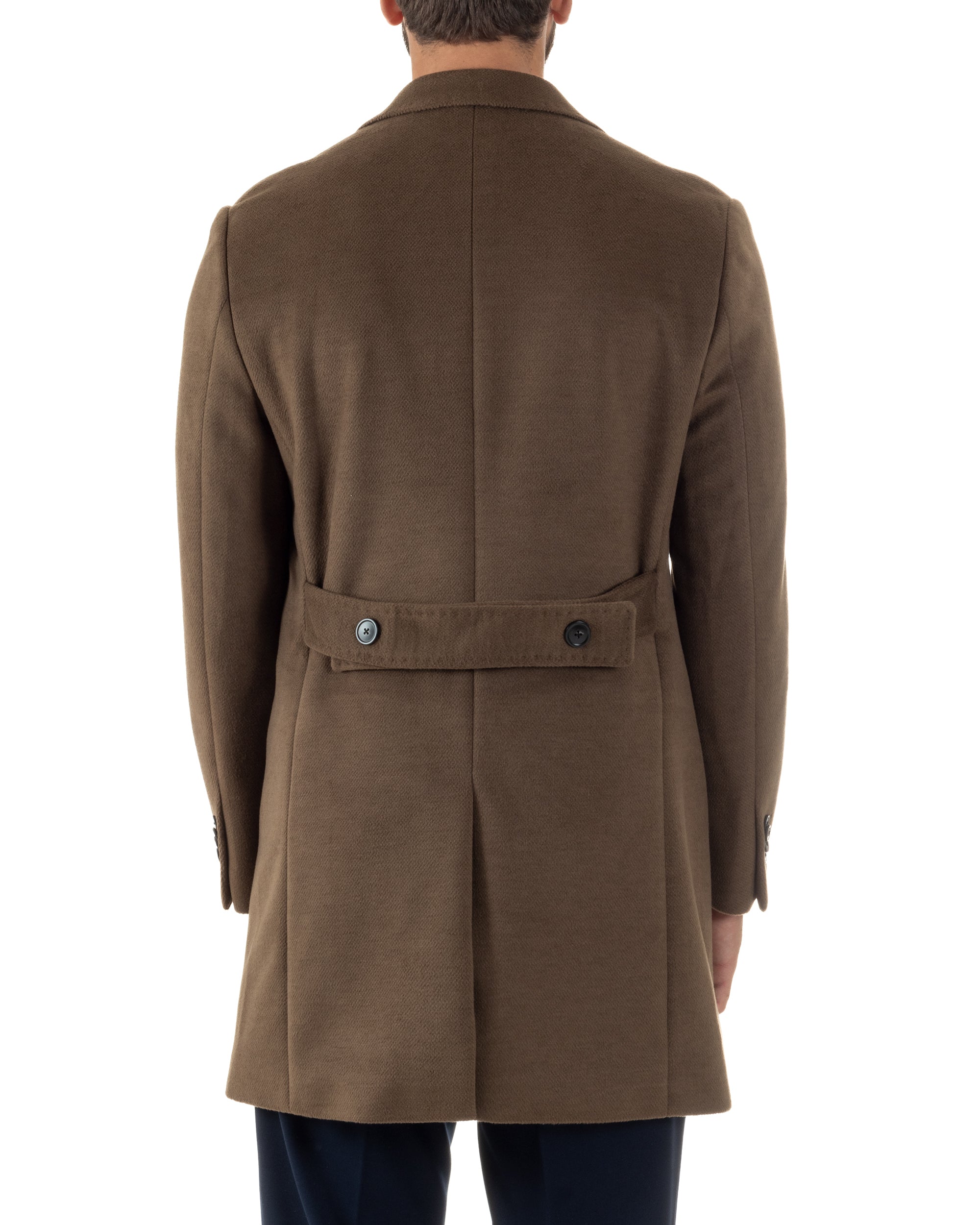 Cappotto Uomo Monopetto Classico Martingala Marrone CO1101A