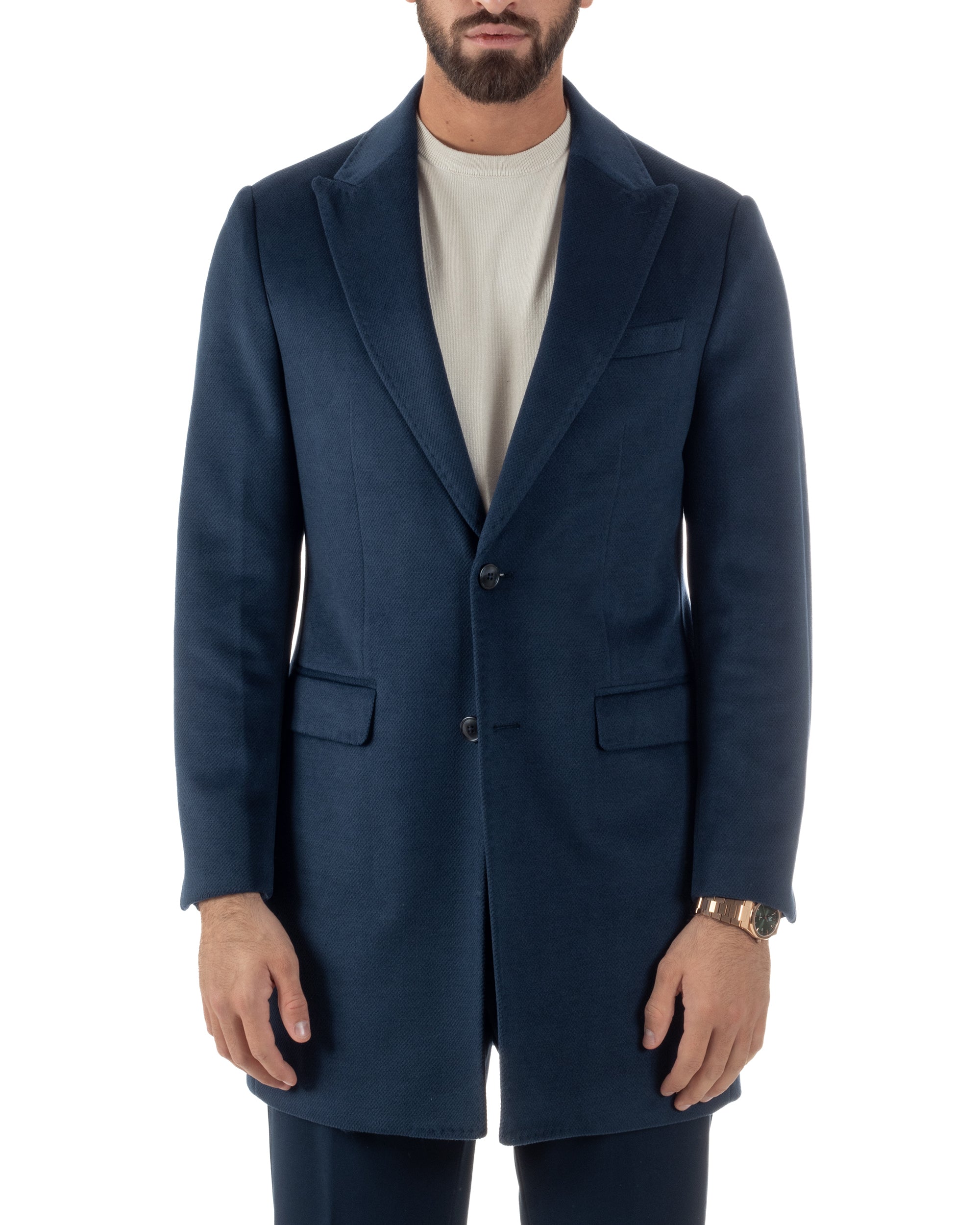 Cappotto Uomo Monopetto Classico Martingala Blu CO1102A