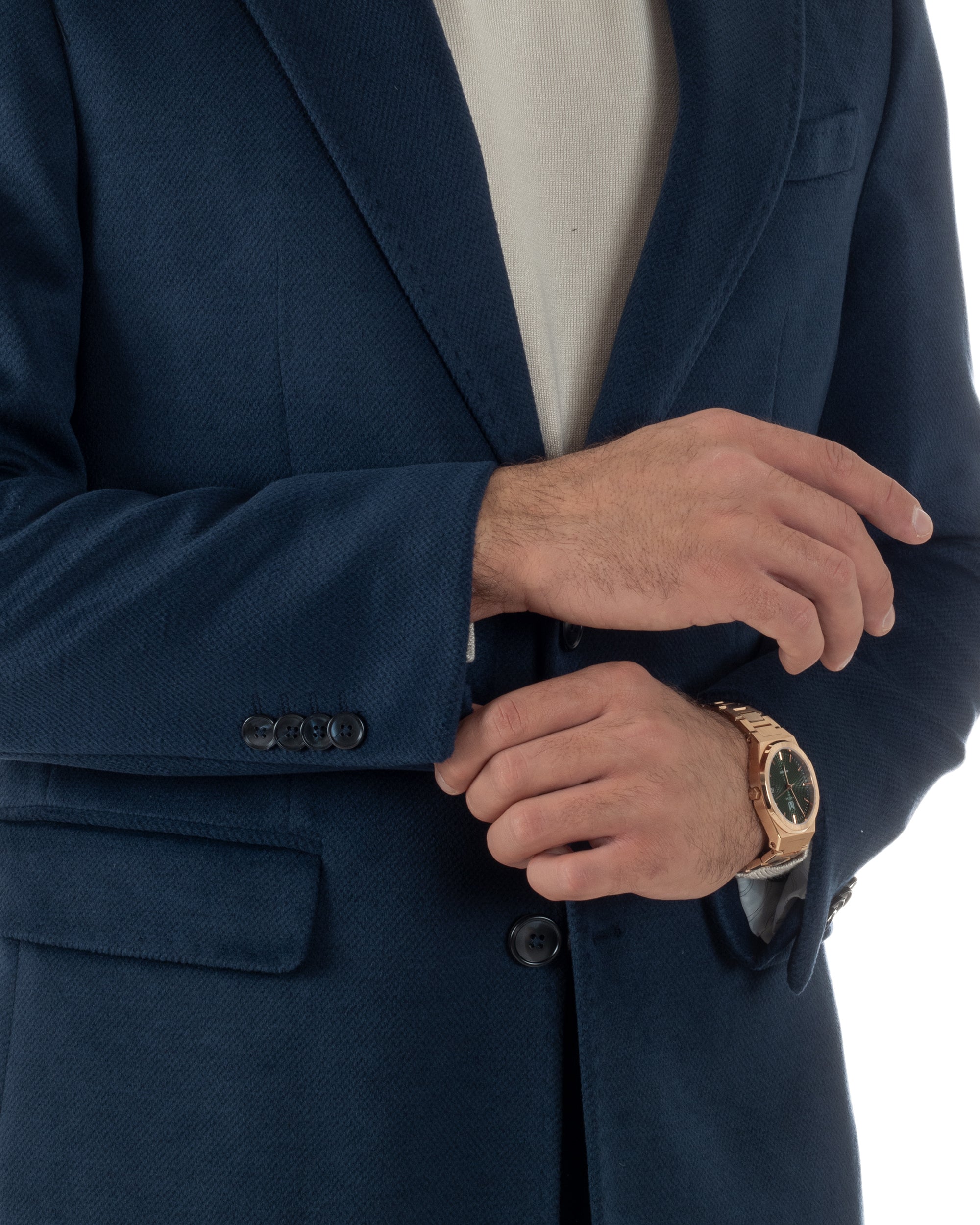 Cappotto Uomo Monopetto Classico Martingala Blu CO1102A