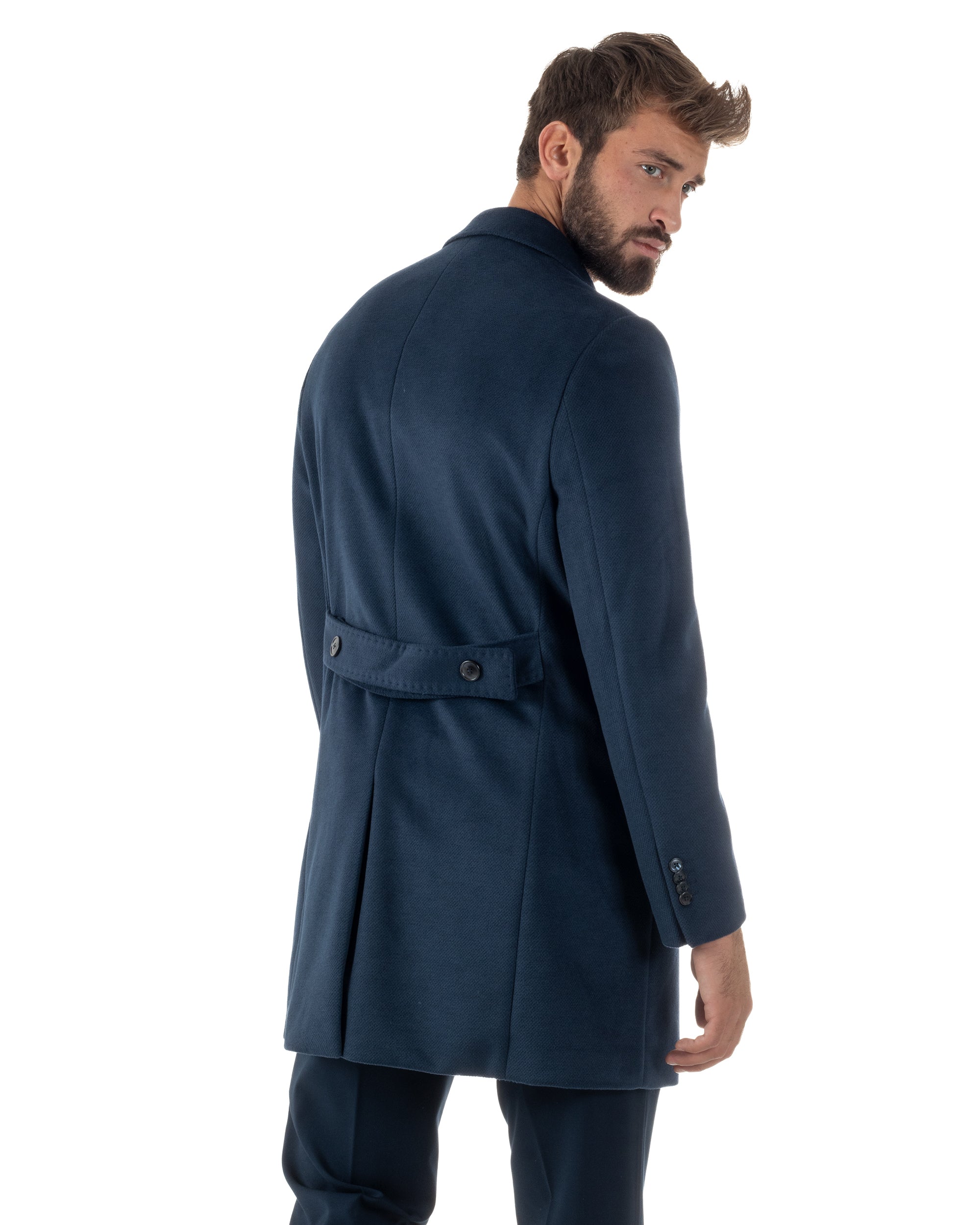 Cappotto Uomo Monopetto Classico Martingala Blu CO1102A
