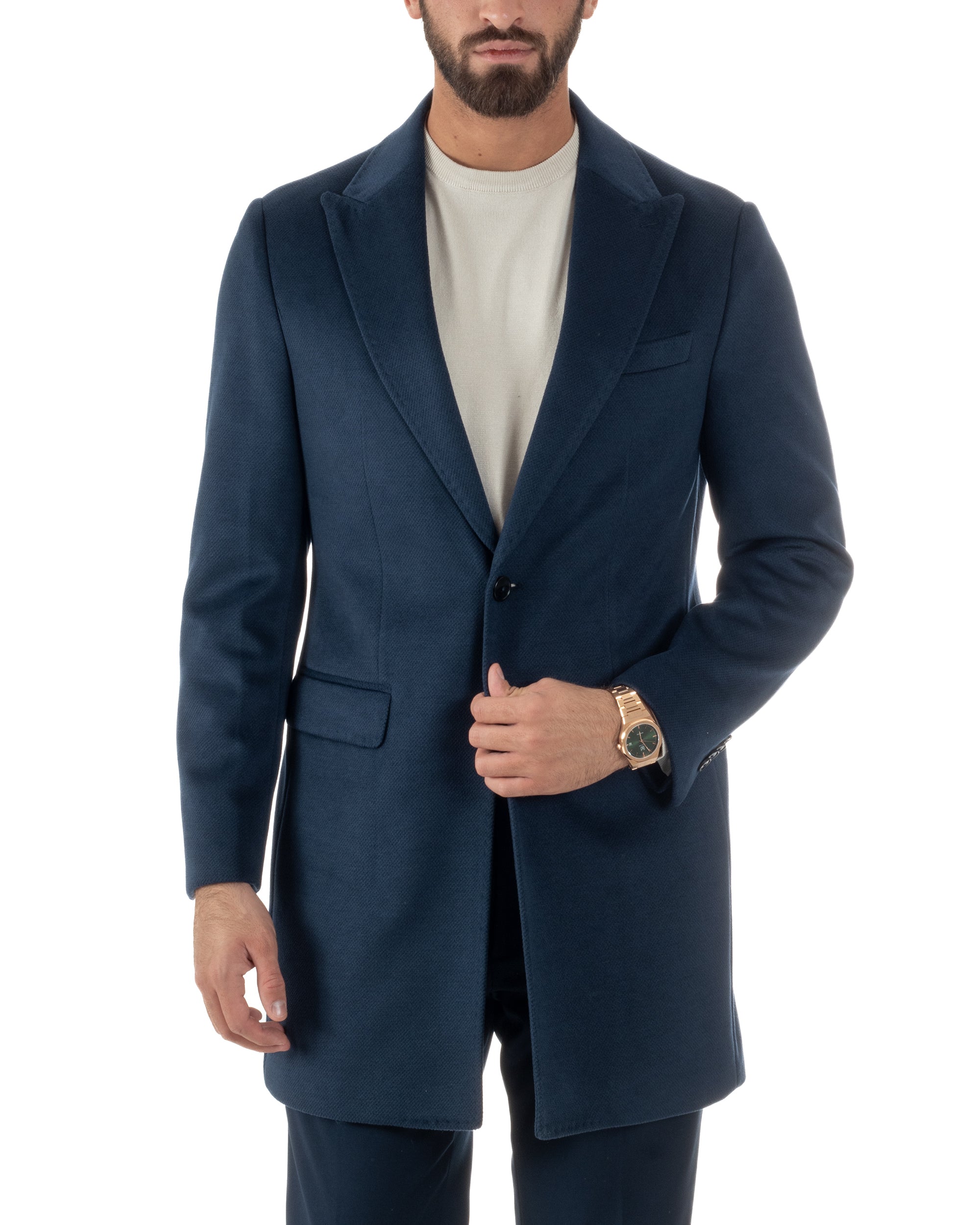 Cappotto Uomo Monopetto Classico Martingala Blu CO1102A