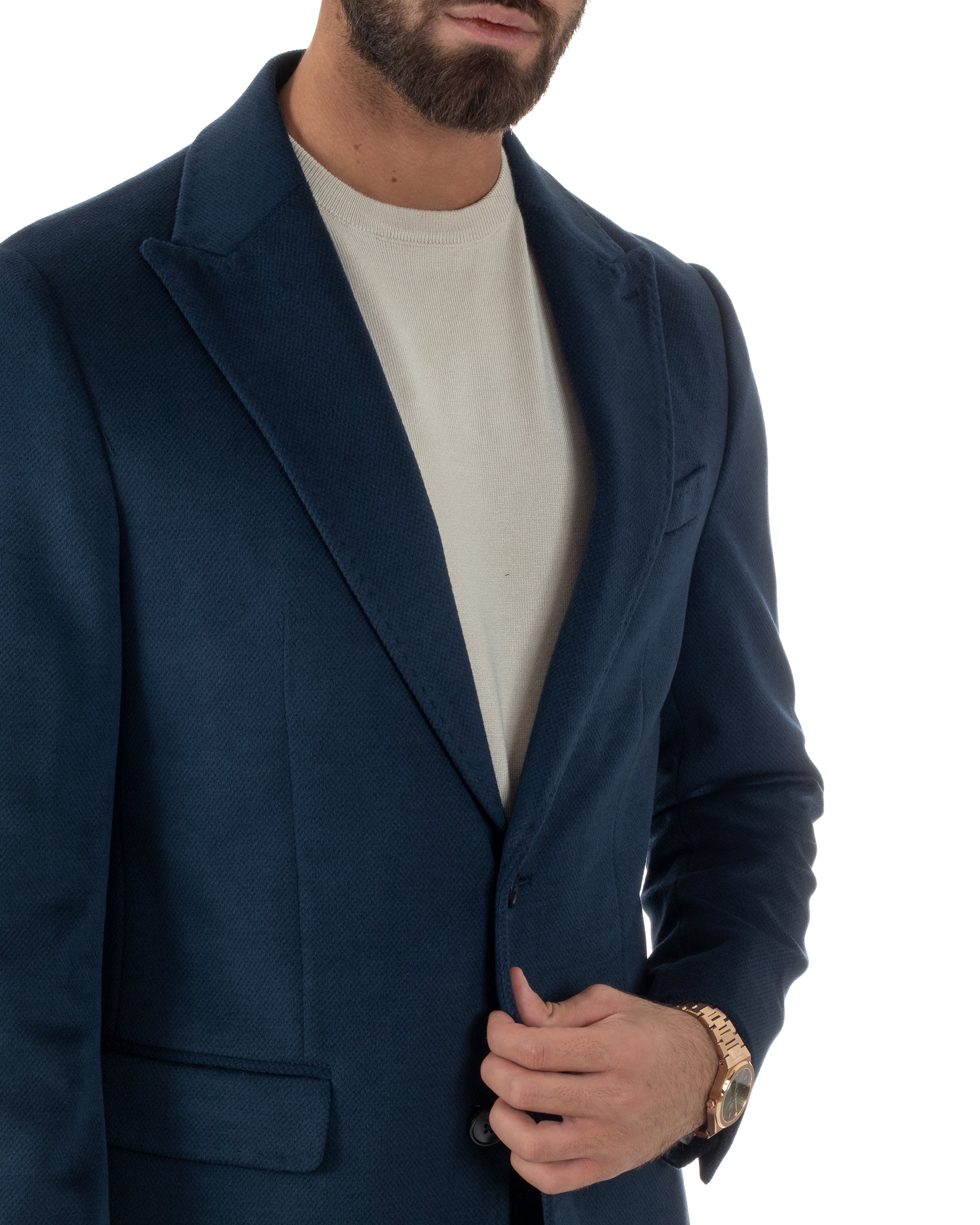 Cappotto Uomo Monopetto Classico Martingala Blu CO1102A
