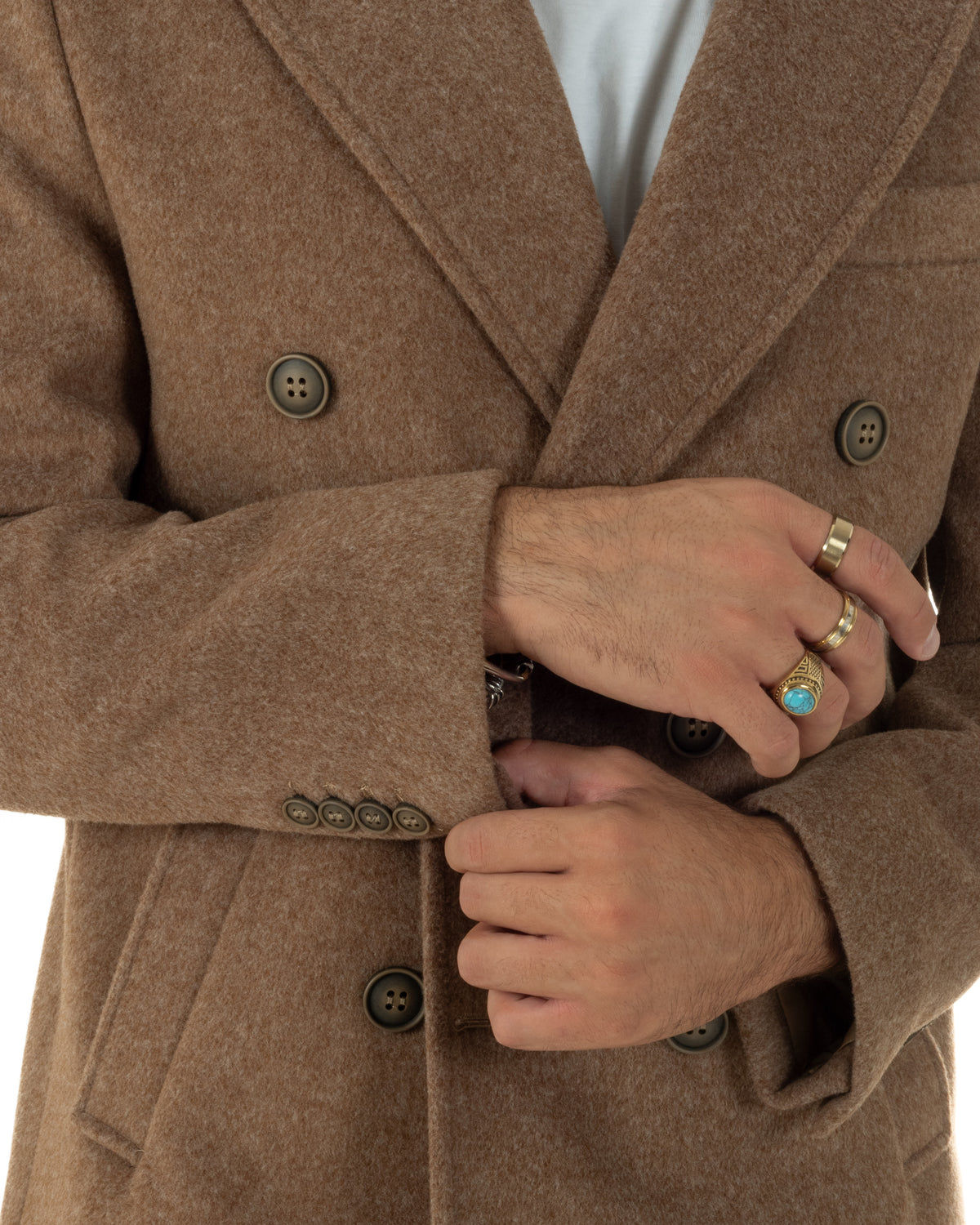 Cappotto uomo sartoriale doppiopetto con rever a lancia camel GIOSAL-CO1108A
