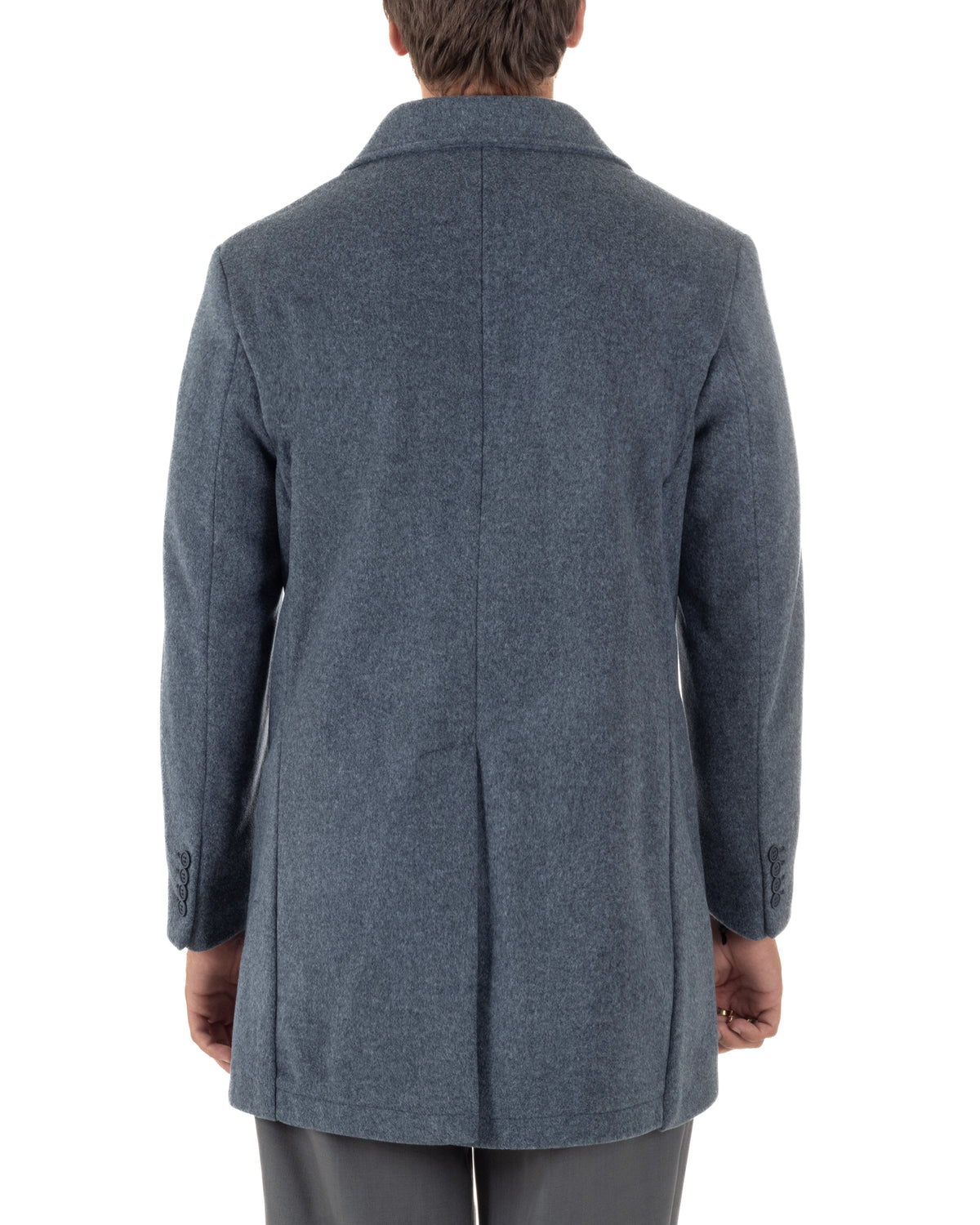 Cappotto uomo sartoriale doppiopetto con rever a lancia blu GIOSAL-CO1111A