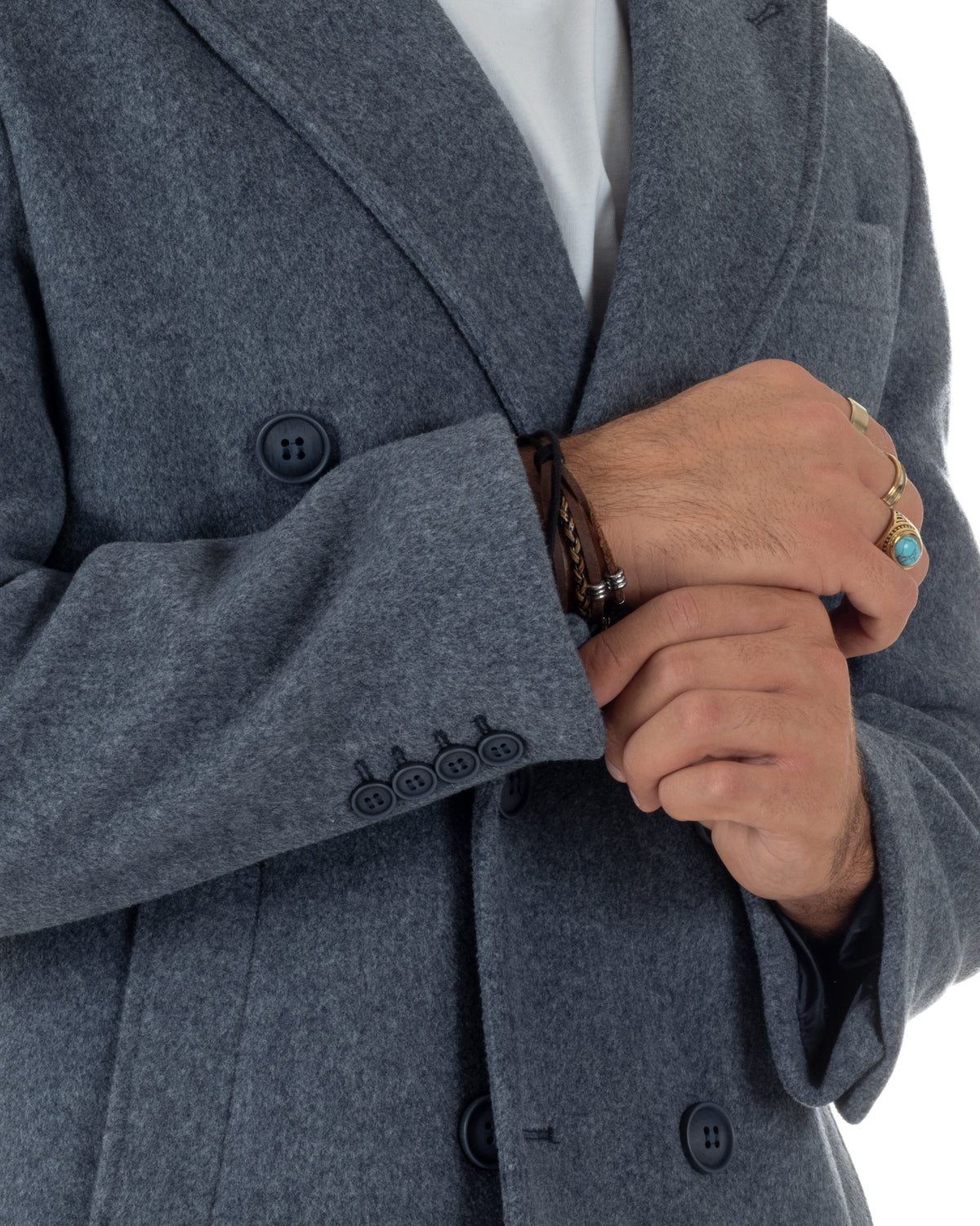 Cappotto uomo sartoriale doppiopetto con rever a lancia blu GIOSAL-CO1111A