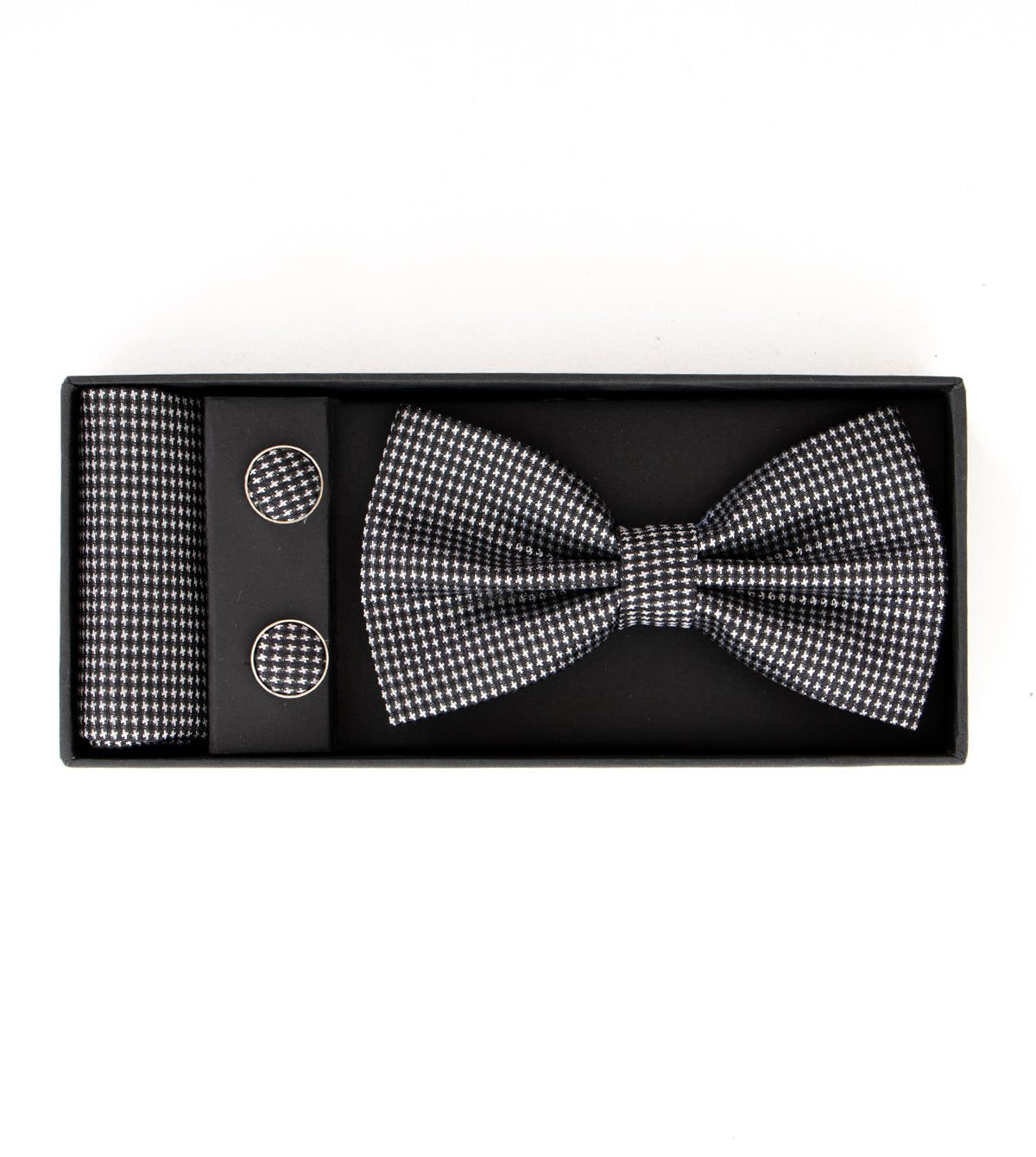 Bow Tie Clutch Cufflinks Set for Men Unisex Elegant Ceremony Black GIOSAL-CP1074A