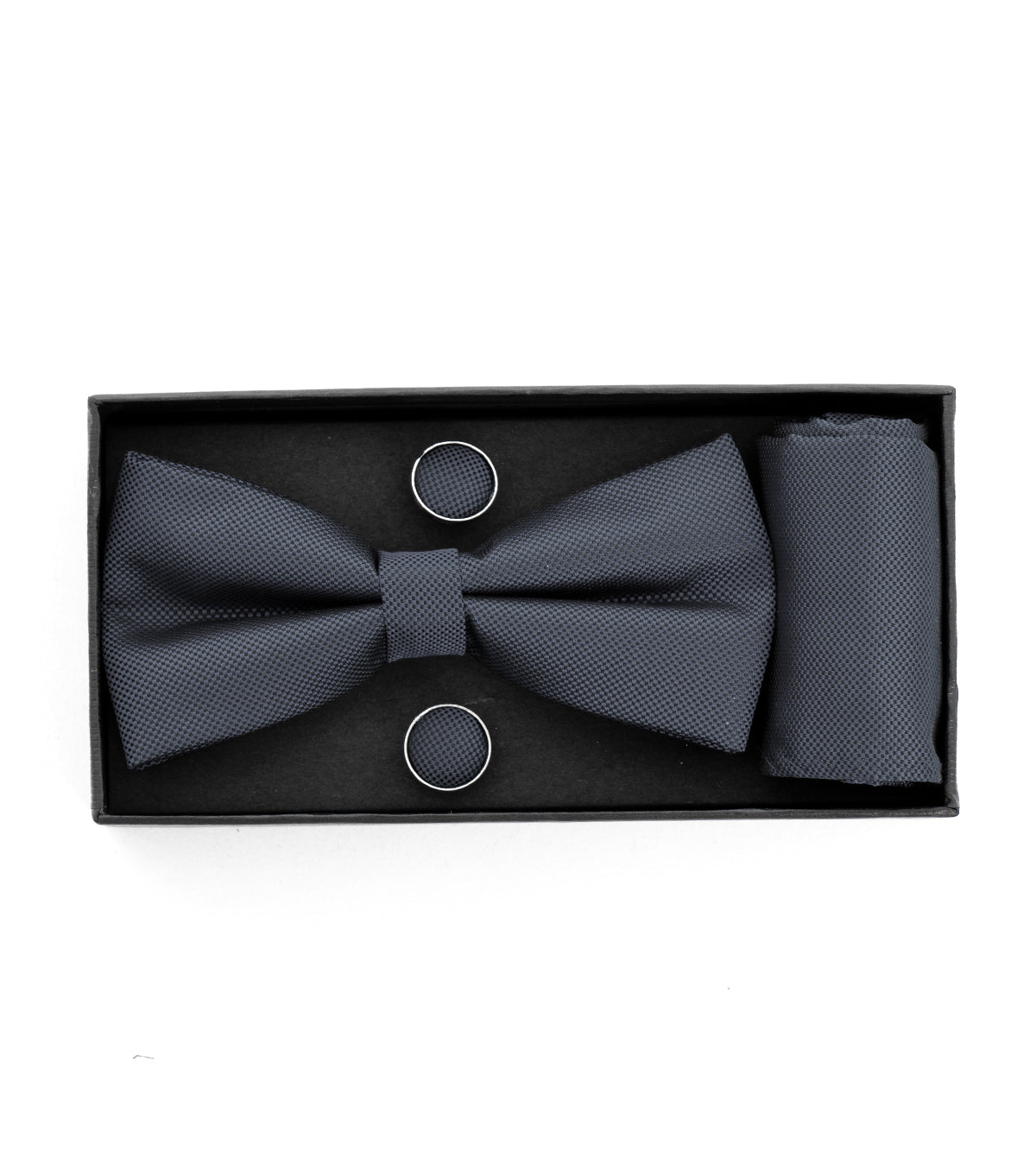 Bow Tie Cufflinks Clutch Set Man Unisex Elegant Gray Ceremony GIOSAL-CP1084A