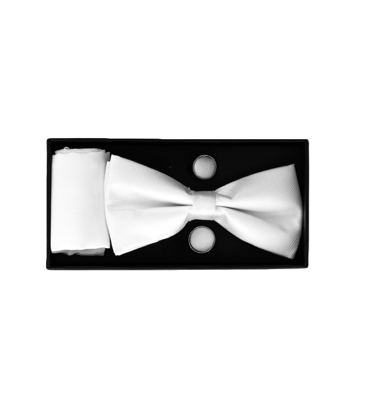 Bow Tie Cufflinks Set for Men Unisex Elegant Ceremony White Elegant Look GIOSAL-CP1085A
