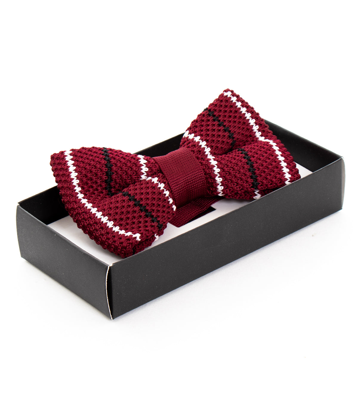 Bow Tie Butterfly Bow Man Unisex Elegant Ceremony Accessory Red Striped Knitted GIOSAL-CP1094A 