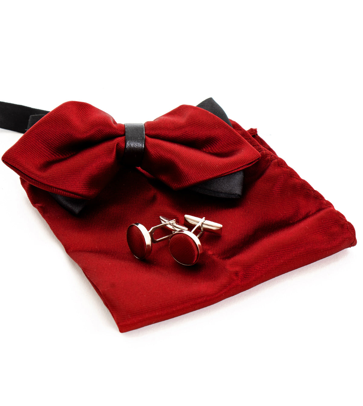 Set papillon pochette gemelli uomo unisex elegante cerimonia rosso GIOSAL-CP1156A