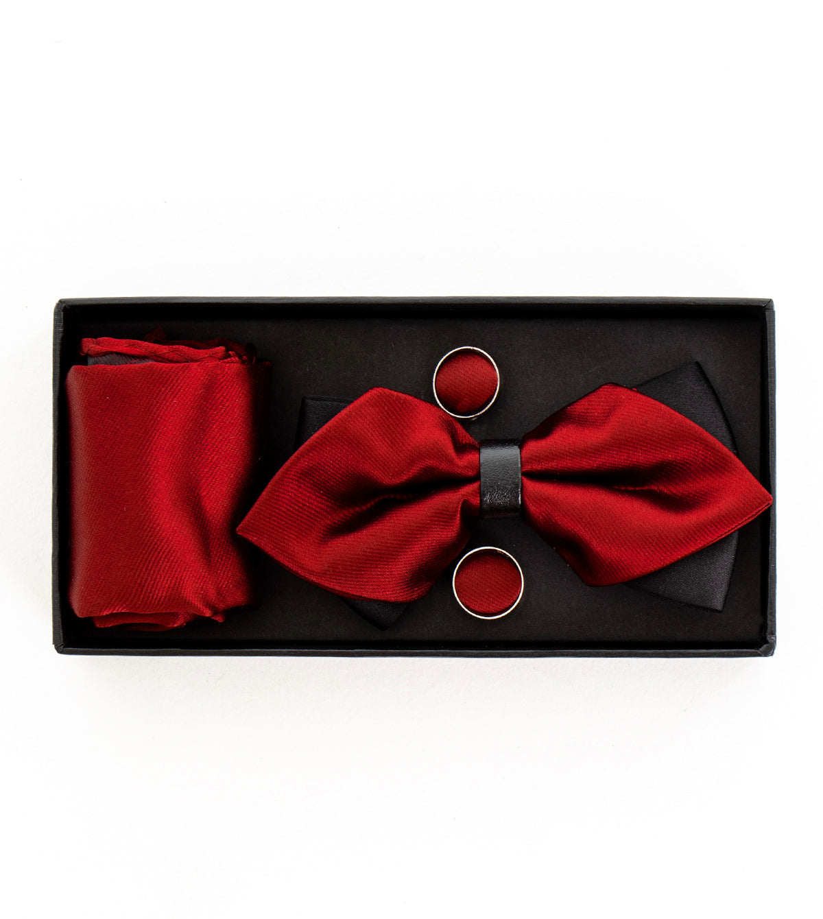 Set papillon pochette gemelli uomo unisex elegante cerimonia rosso GIOSAL-CP1156A