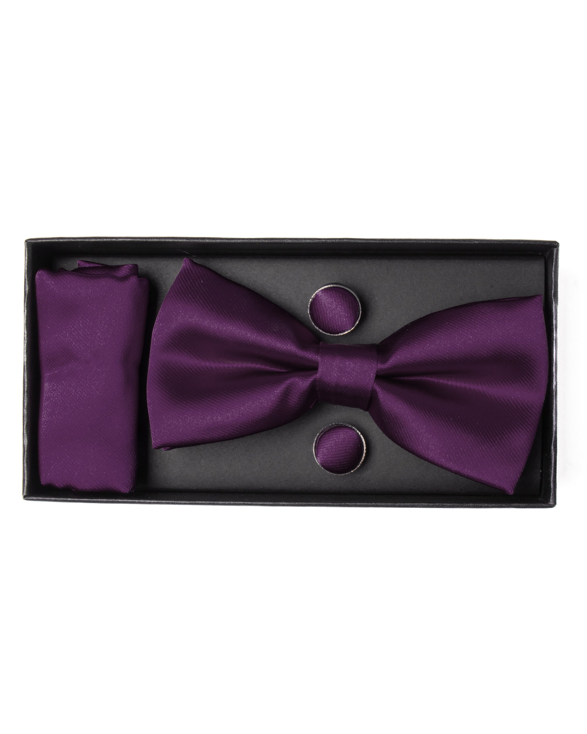 Set pochette papillon gemelli uomo unisex elegante classico cerimonia tinta unita viola GIOSAL-CP1157A