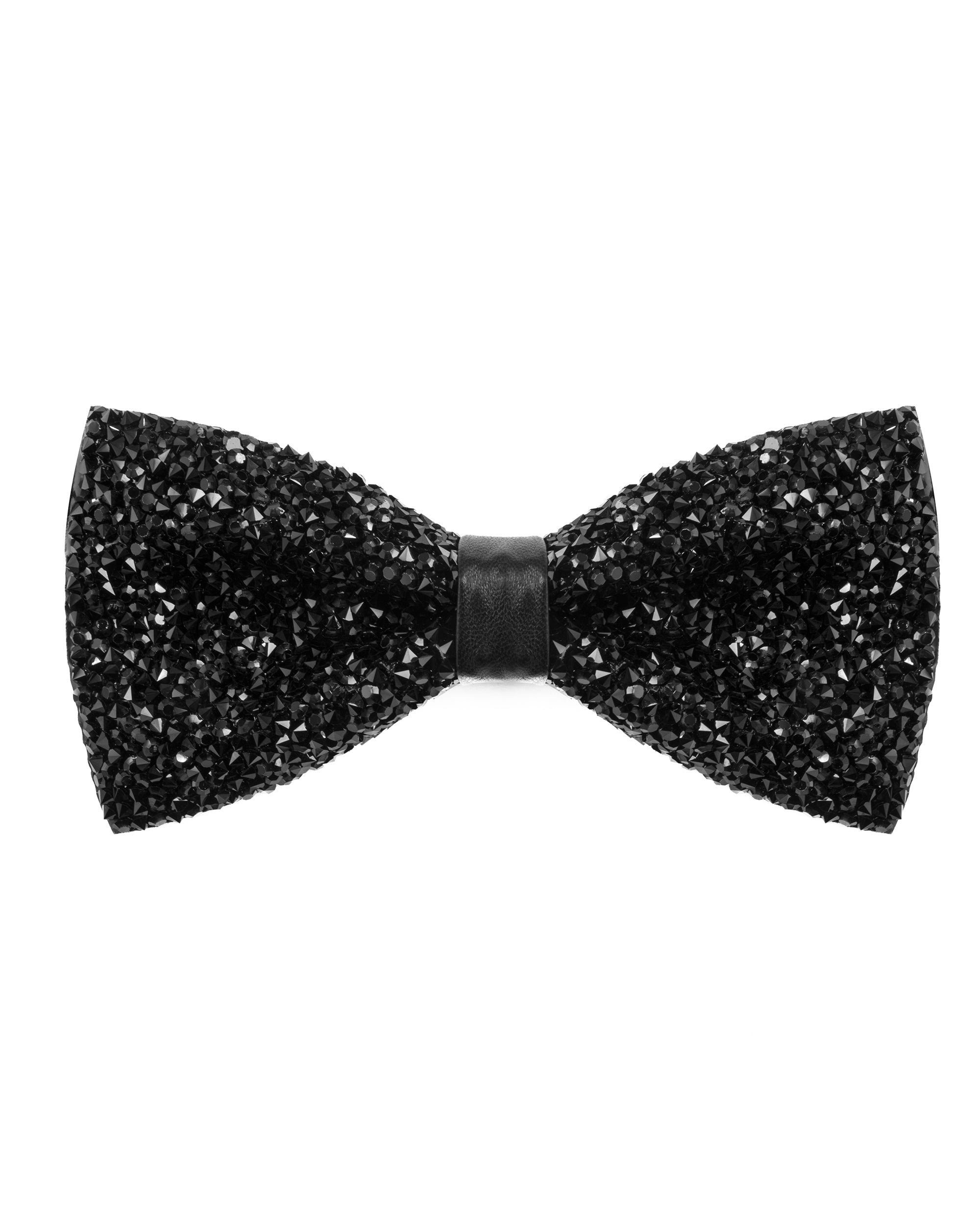 Papillon uomo unisex brillantinato cravattino elegante cerimonia nero GIOSAL-CP1167A