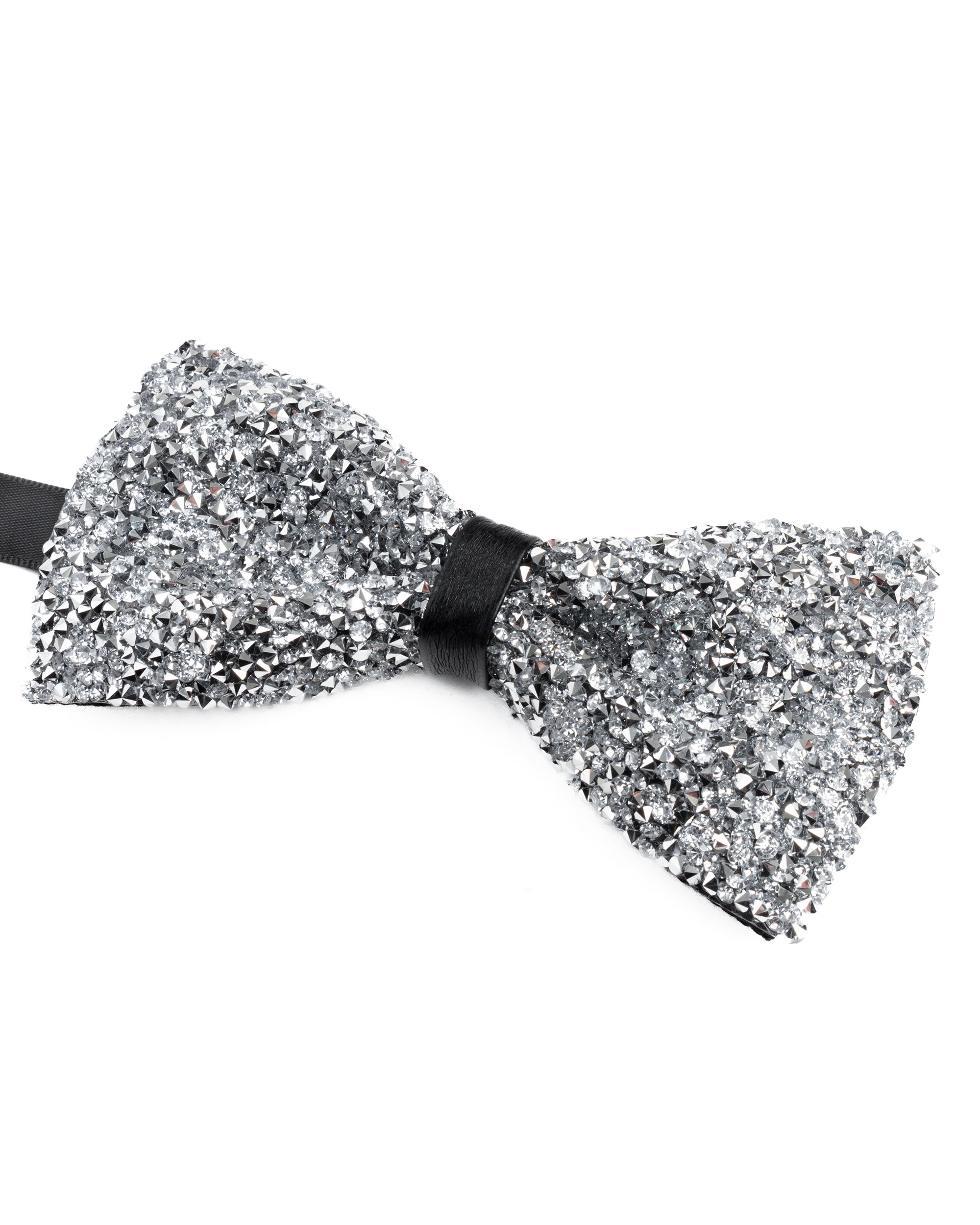Papillon uomo unisex brillantinato cravattino elegante cerimonia argento GIOSAL-CP1168A