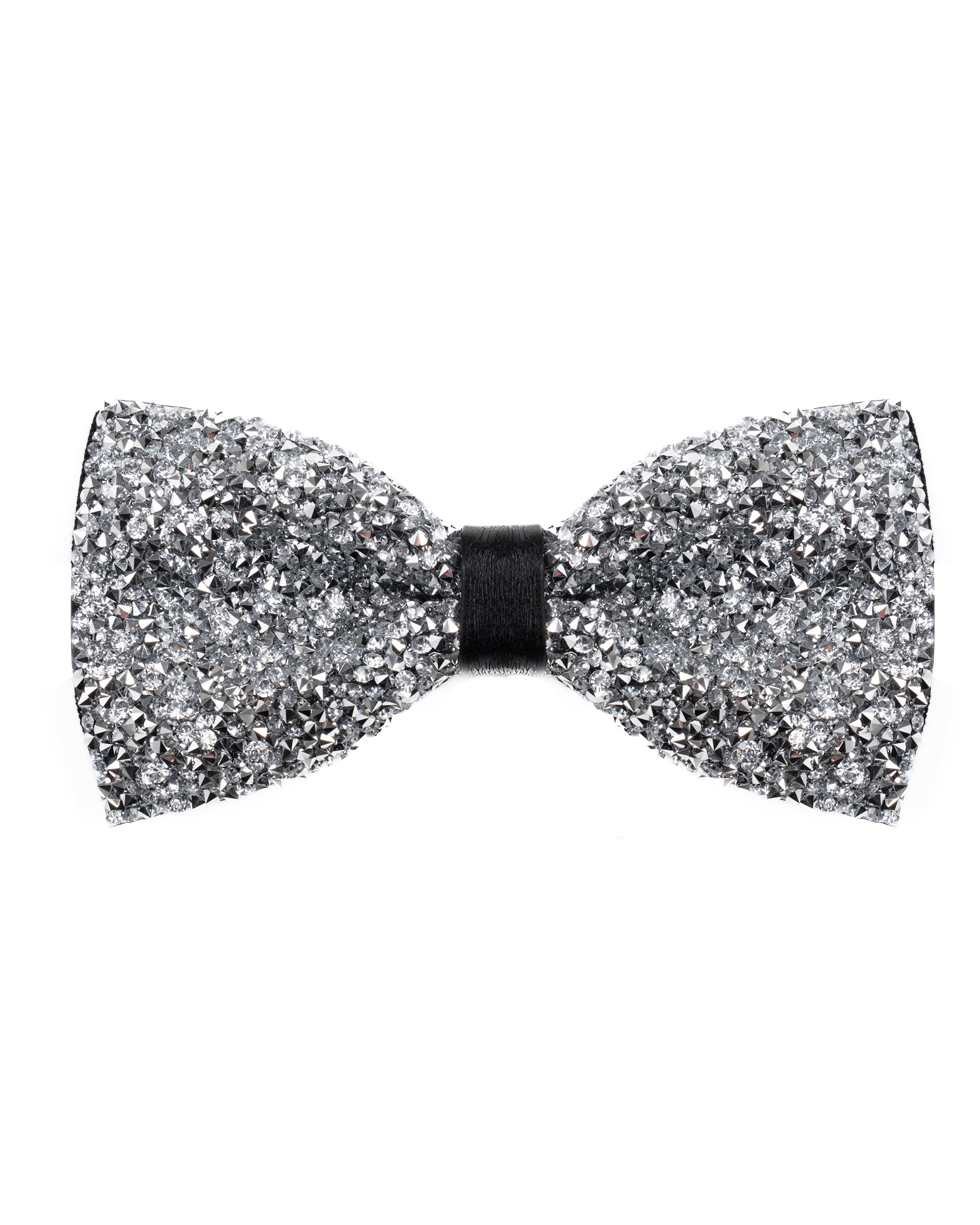 Papillon uomo unisex brillantinato cravattino elegante cerimonia argento GIOSAL-CP1168A