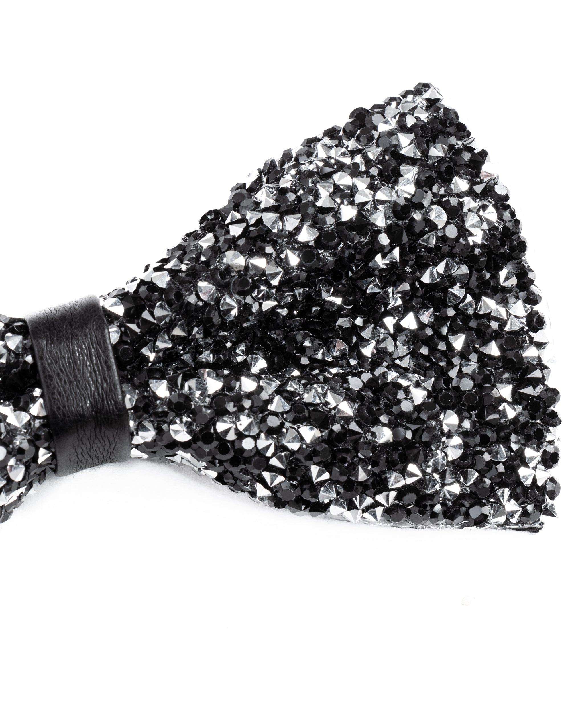Papillon uomo unisex brillantinato cravattino elegante cerimonia nero argento GIOSAL-CP1169A