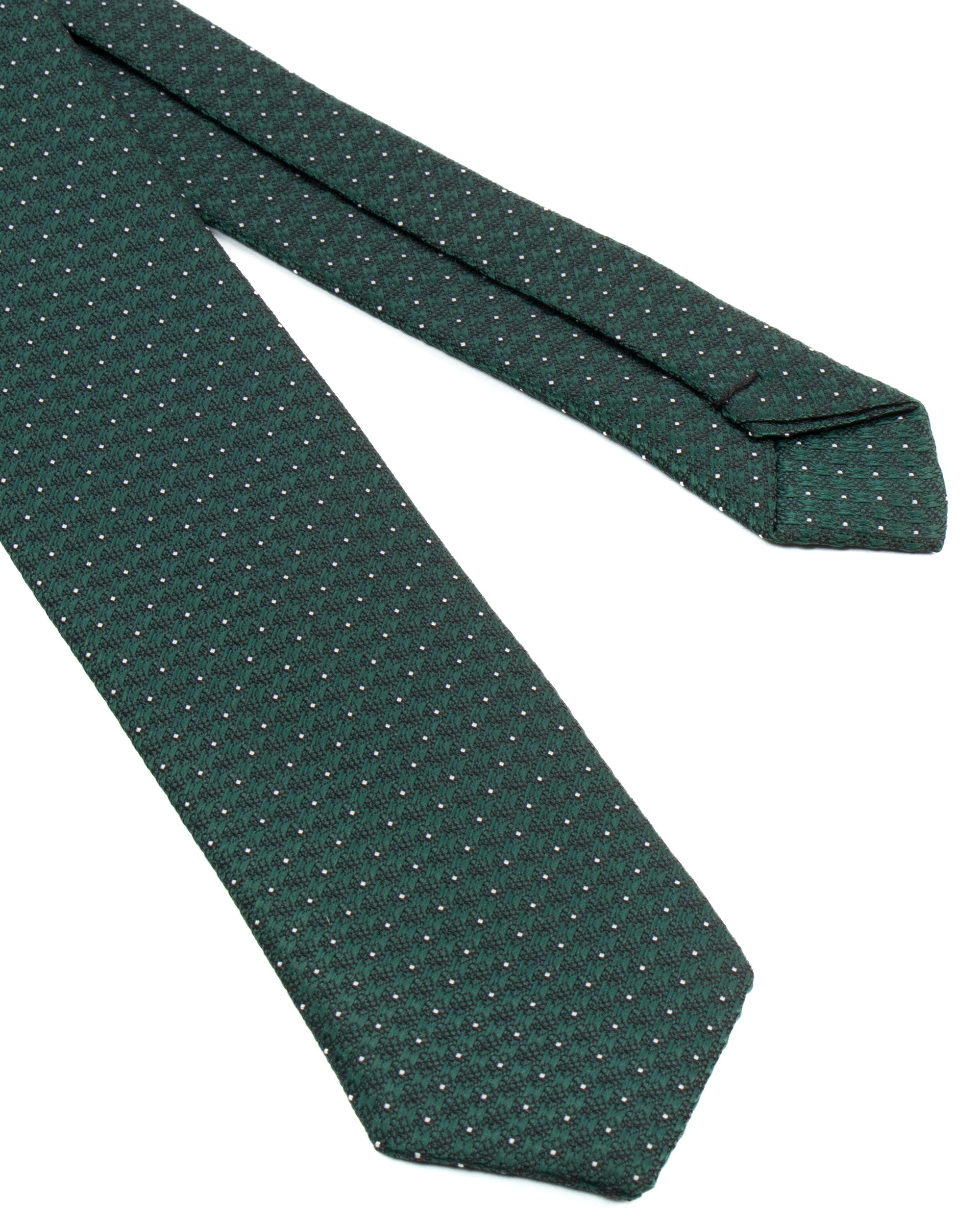 Cravattino uomo unisex cravatta elegante cerimonia microfantasia a pois verde GIOSAL-CP1172A