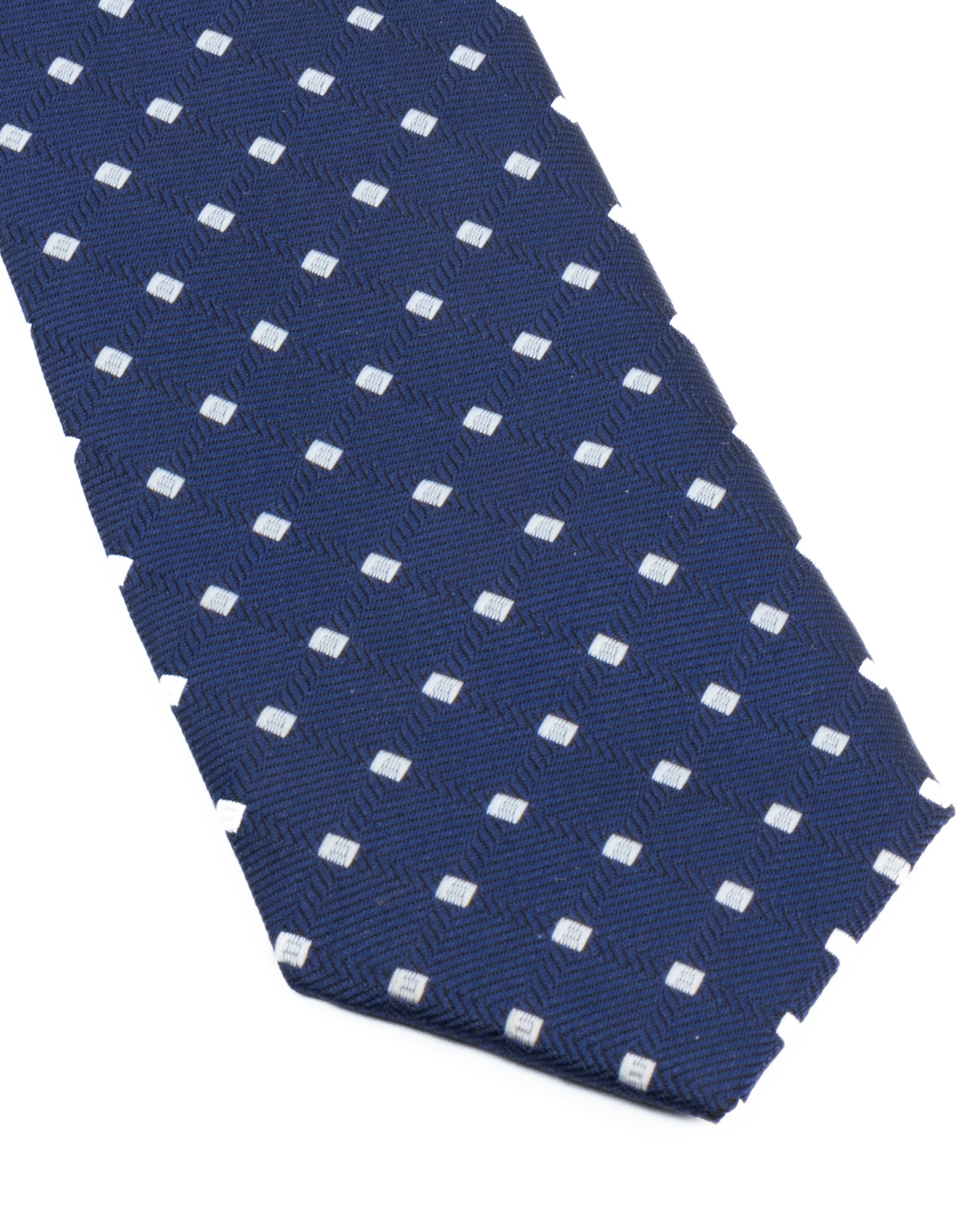 Cravatta uomo unisex slim in seta con micro quadrati jacquard pois a rilievo blu GIOSAL-CP1176A